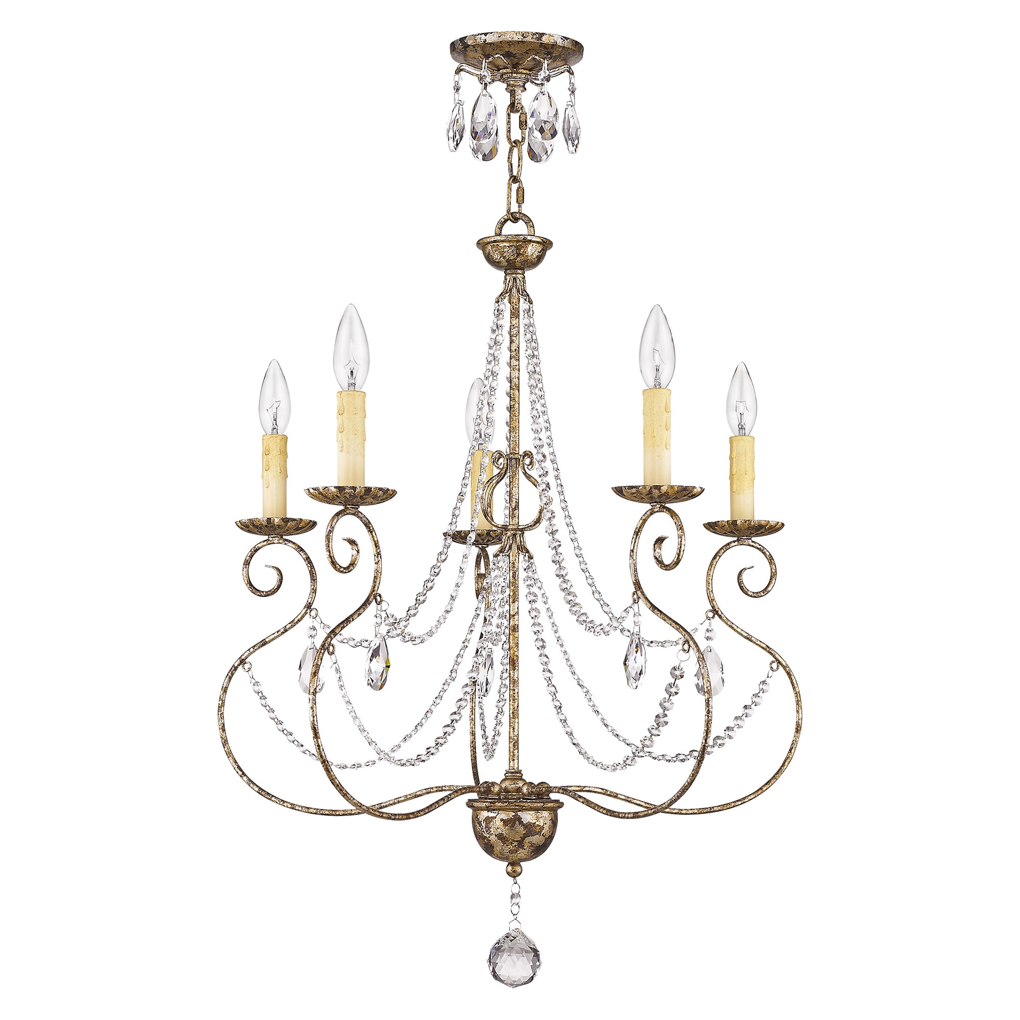 Isabella European Bronze 5-Light Crystal Chandelier