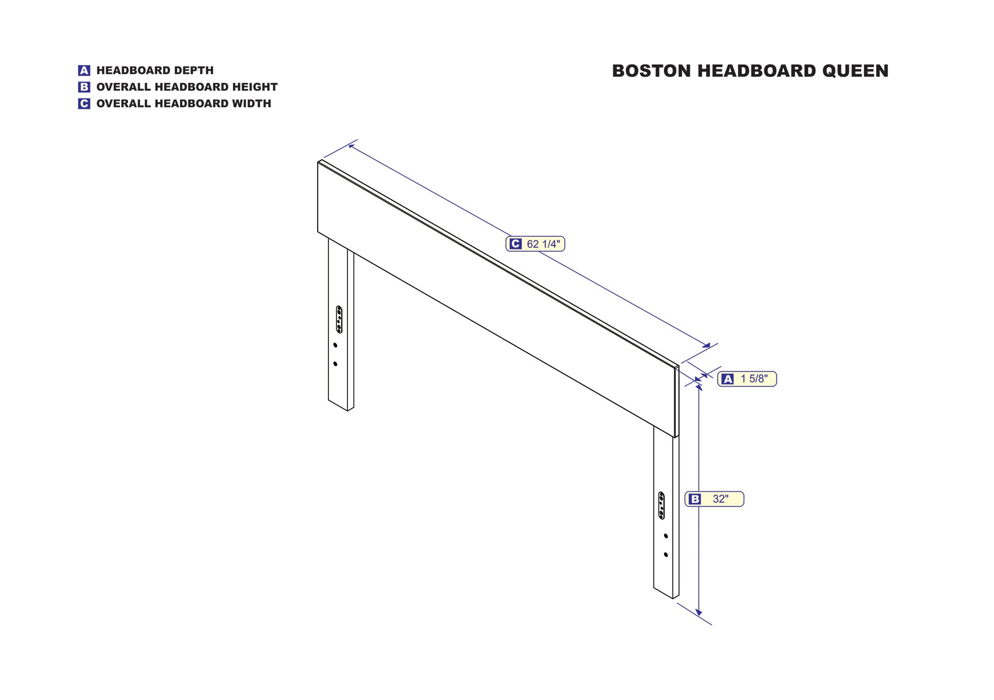 Boston White Wood Queen Panel Headboard