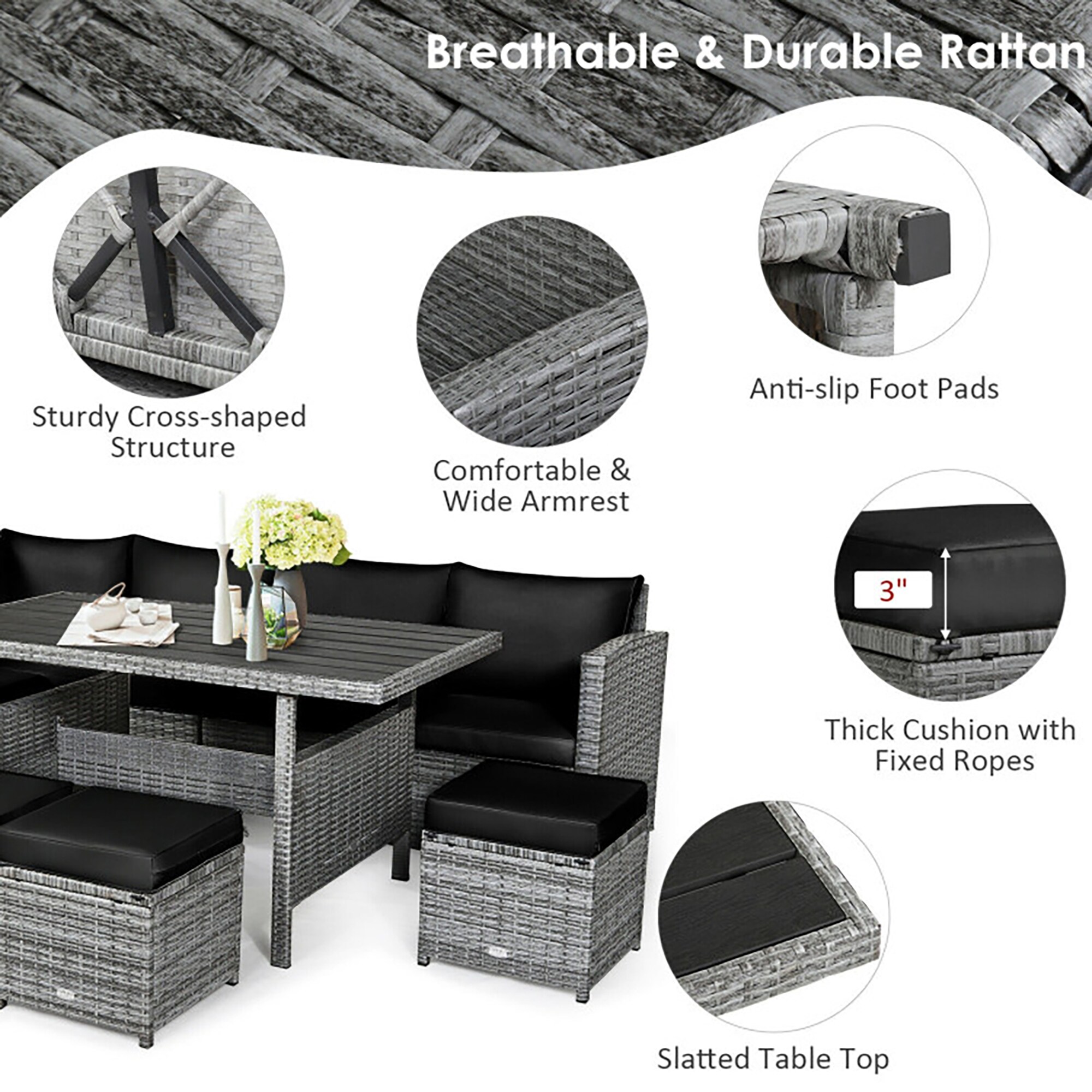 Forclover HYFL-90BK Patio-Conversation-Sets - View #5