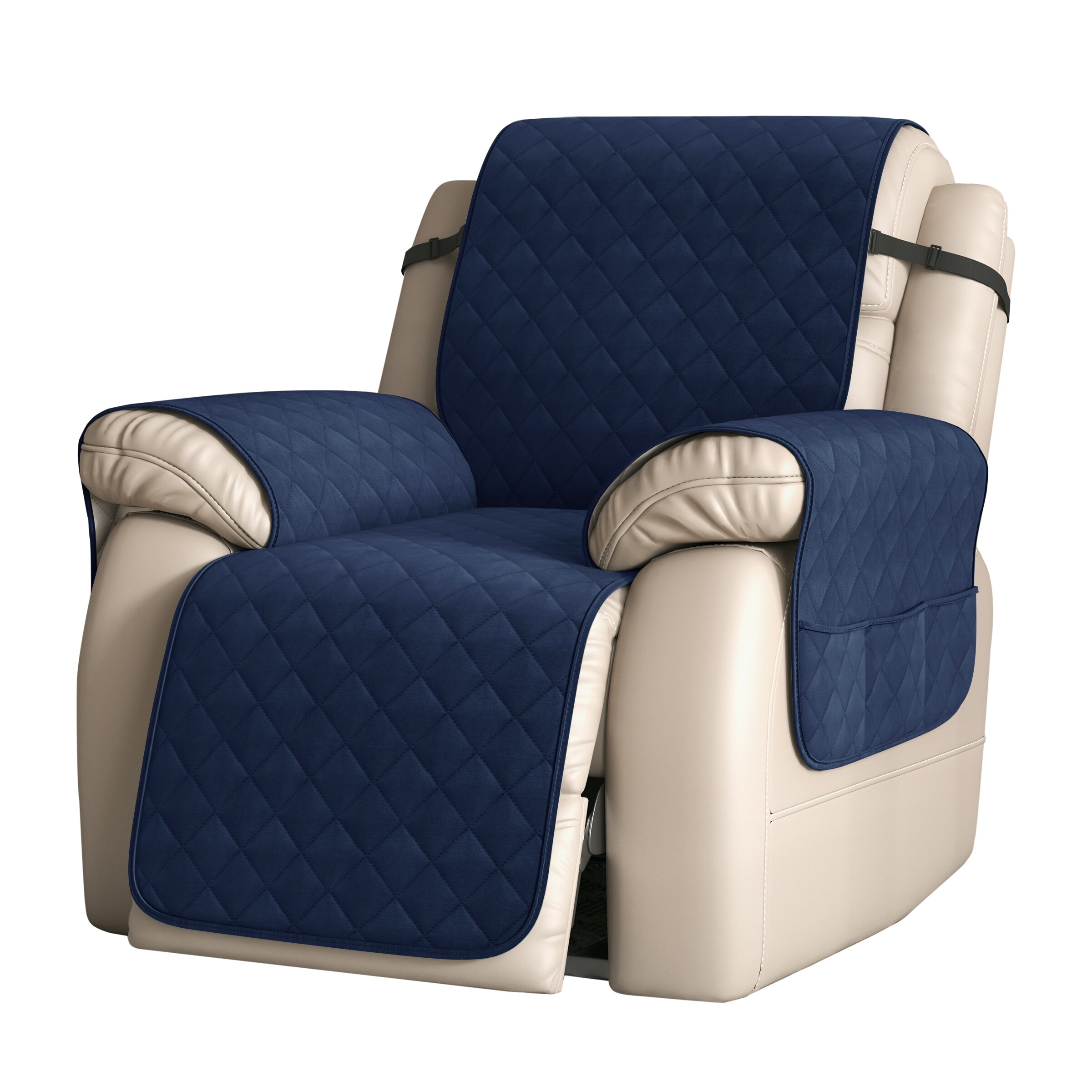 Classic Accessories Cover Bonanza Navy/Tan Matelasse Recliner Slipcover  23-in W x 35-in H x 21-in D in the Slipcovers department at