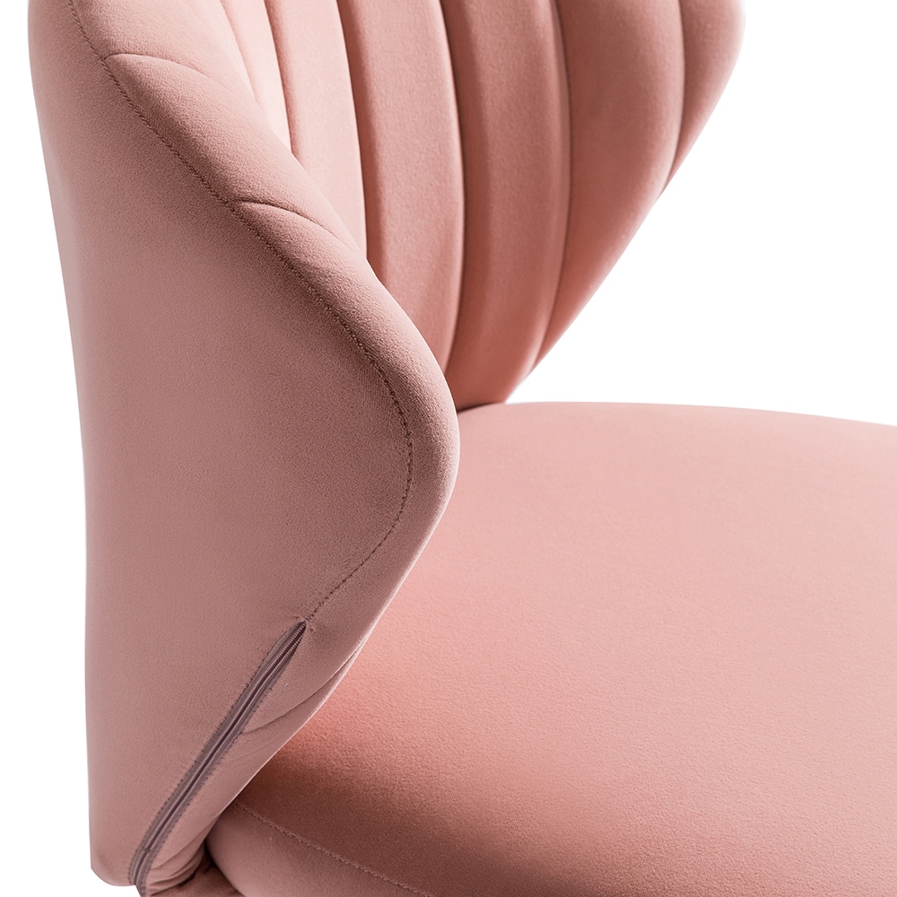 Pink Velvet Upholstered Low Side Chair with Metal Legs