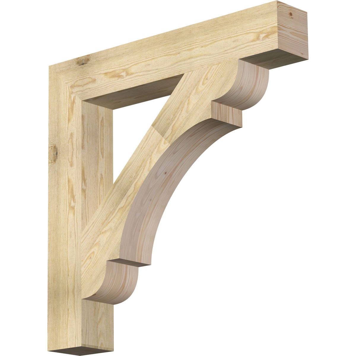 Ekena Millwork BKT06X38X38OLY05RDF Olympic block rough sawn 6-in x 38-in x 38-in Douglas fir Brown Wood Standard bracket