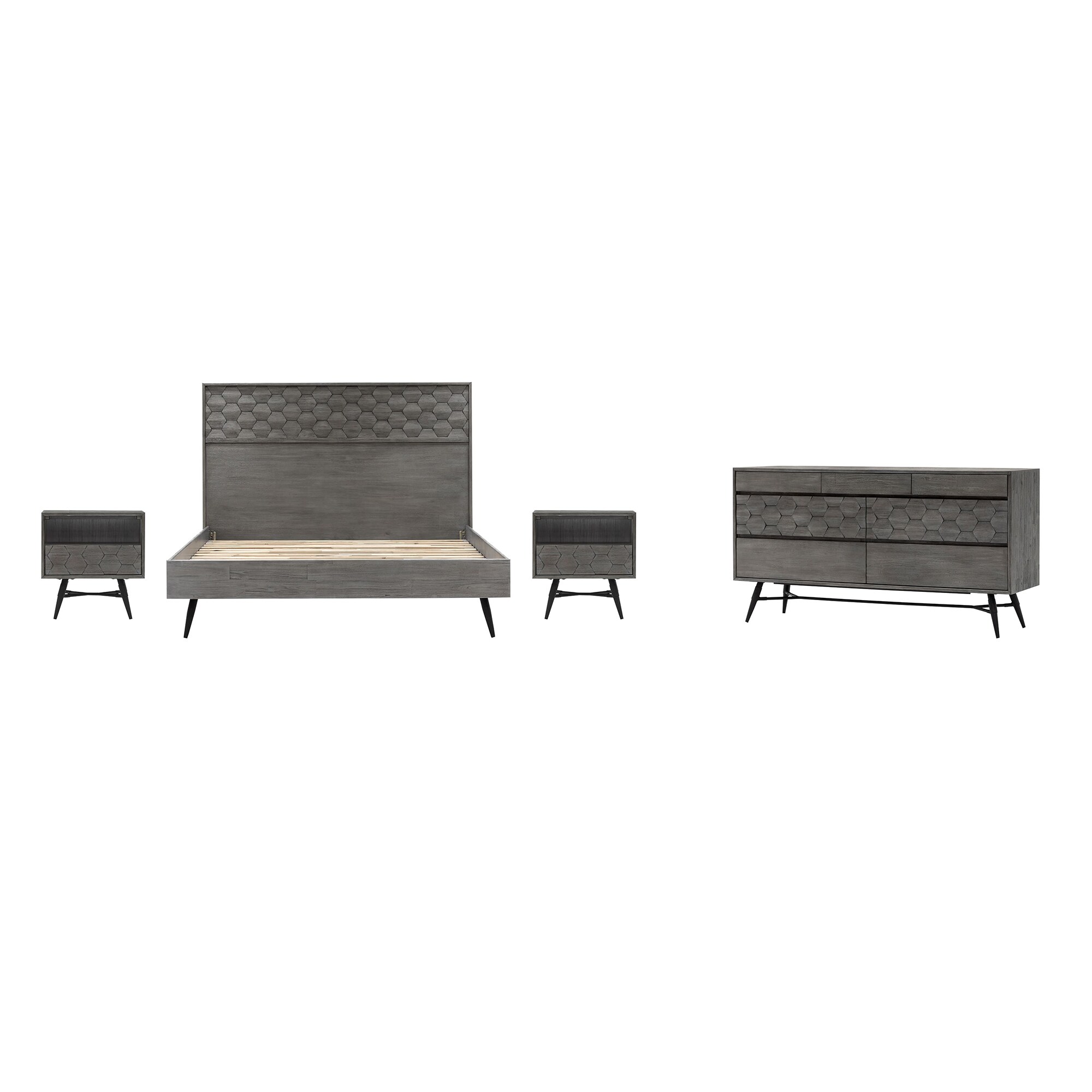 Armen Living SETMKBDKG4A Gray King Bedroom Set