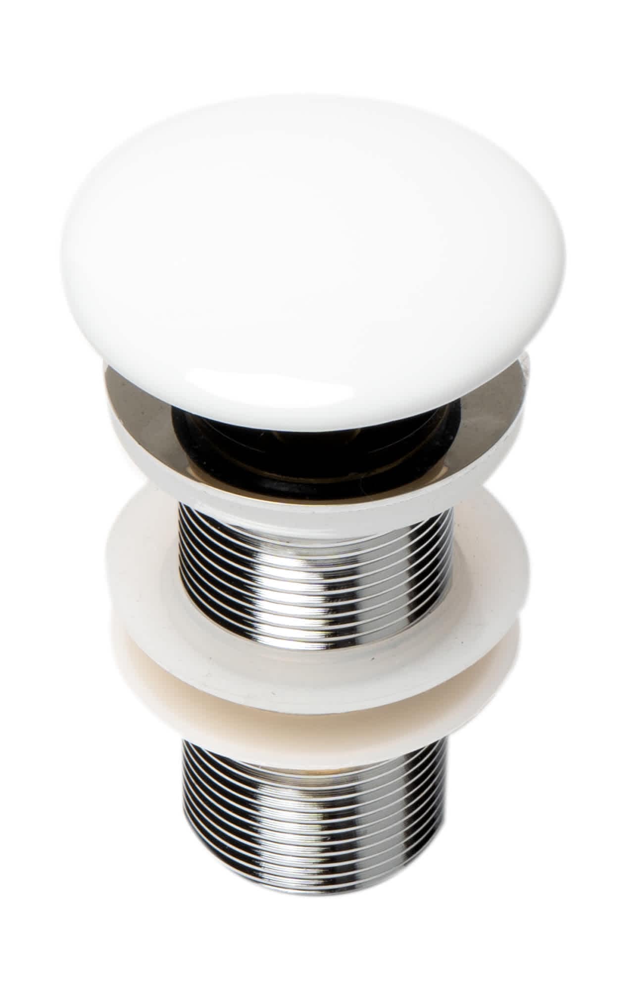 ALFI AB8055-W AB8055-W White Ceramic Mushroom Top Pop Up Drain for Sinks without Overflow
