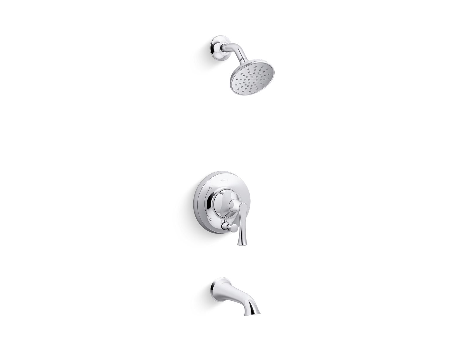 KOHLER - Buckley Polished Chrome 1-handle Single function 4.56-in Round Bathtub and shower Faucet...