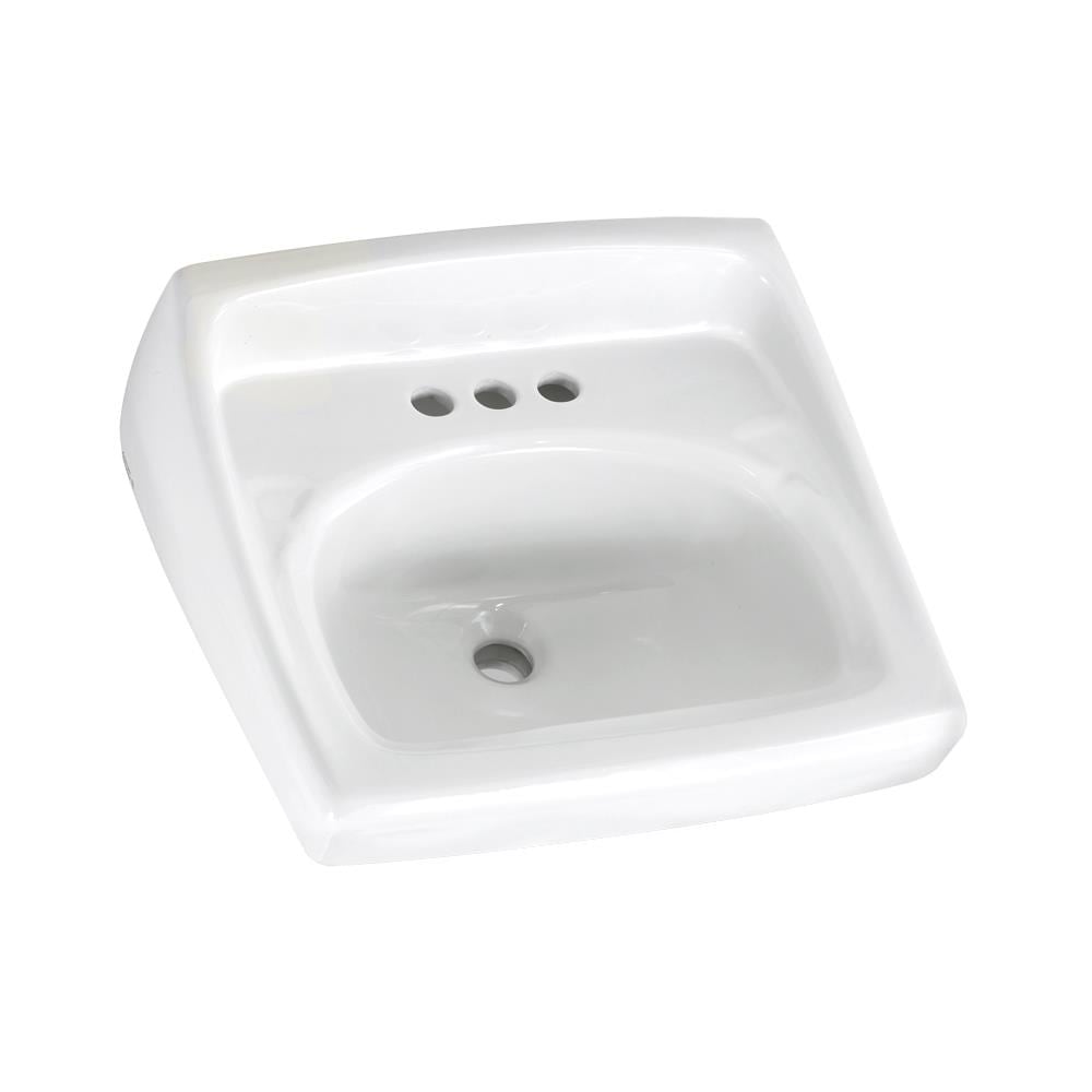 American Standard 0355012.020 Vitreous china Wall-mount Rectangular Trough Traditional White Bathroom Sink ( 18.25-Inches x 20.5-Inches )