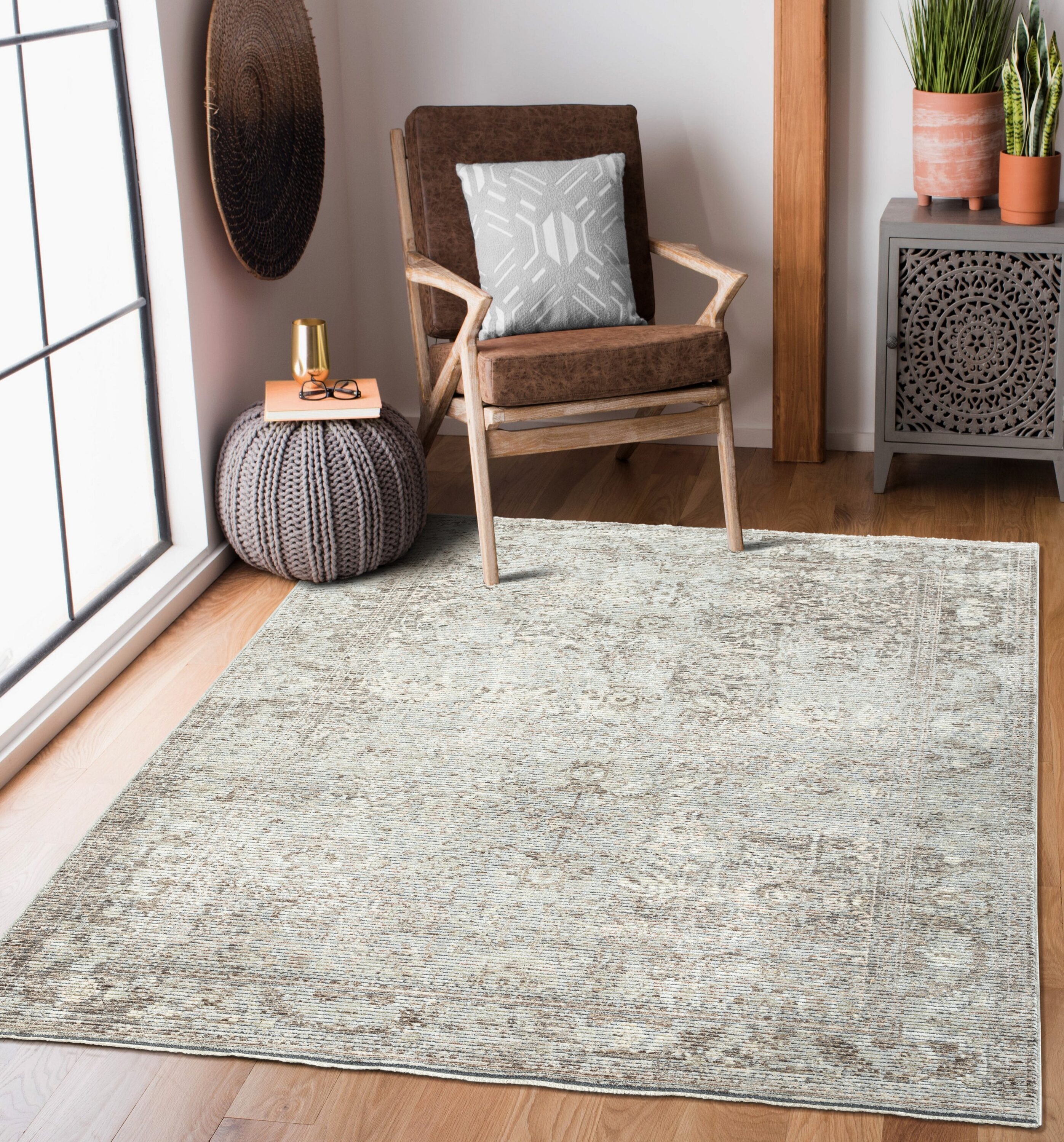 MDA Rugs RV0134 Riviera 3 x 4 (ft) Polyester Gray Rectangular Indoor Abstract Area rug