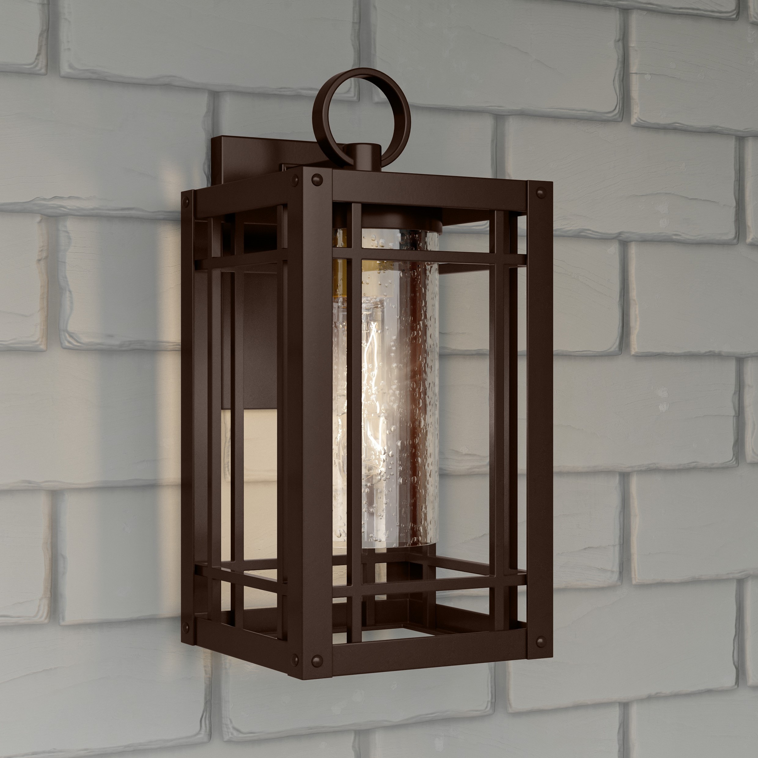 Quoizel PLH8407WT Pelham 1 -Light 14-in H Bronze Hardwired Outdoor Wall Light