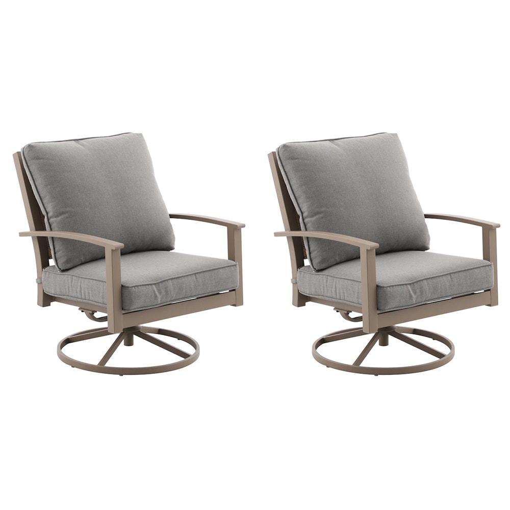 allen roth Townsend Set of 2 Brown Steel Frame Swivel Conversation Chair with Gray Cushioned Seat in the Patio Chairs department at Lowes