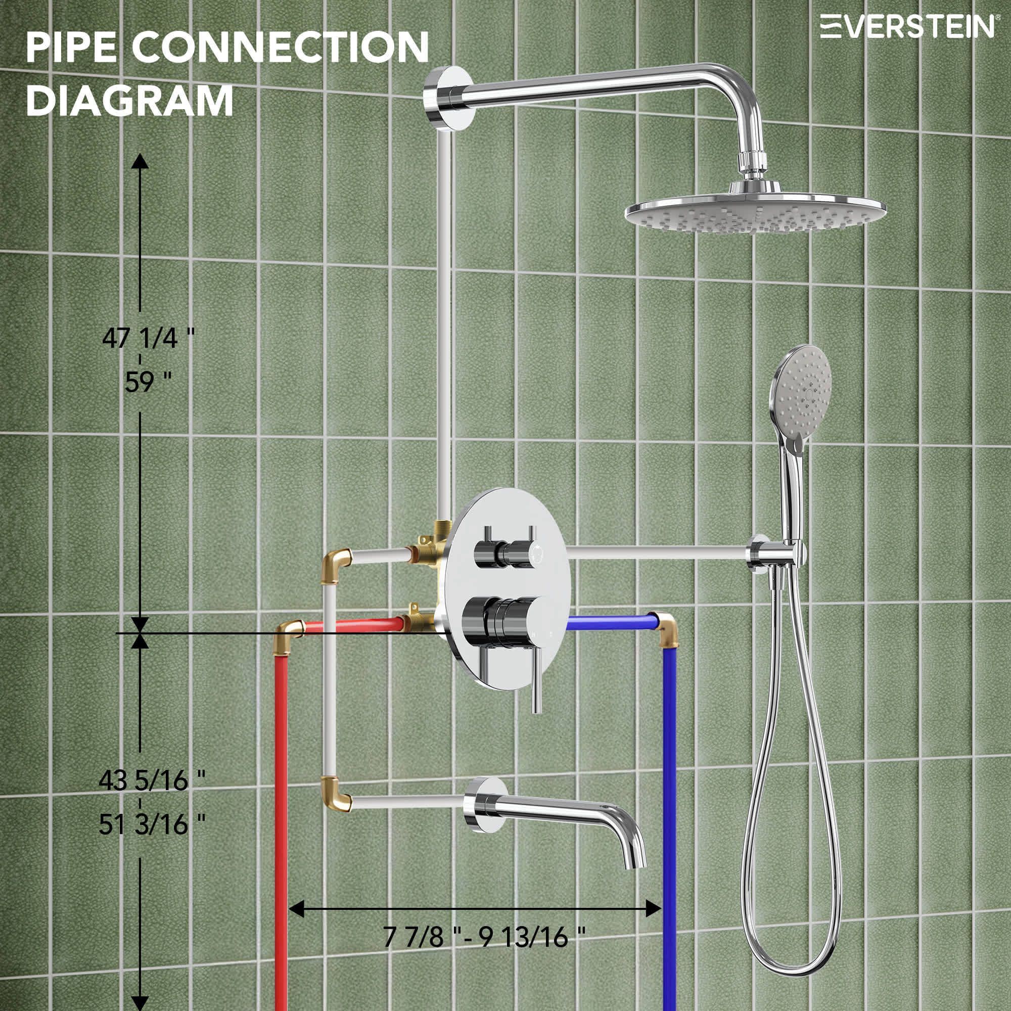 EVERSTEIN SFS-1076-CH9 Showerhead-Bar-Panels - View #13