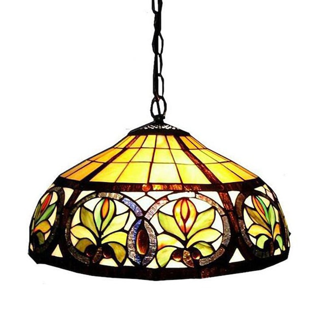 Home Accessories Inc 2 Light Bronze Traditional Stained Glass Dome Single In The Pendant Lighting Department At Com - Stained Glass Dome Ceiling Light