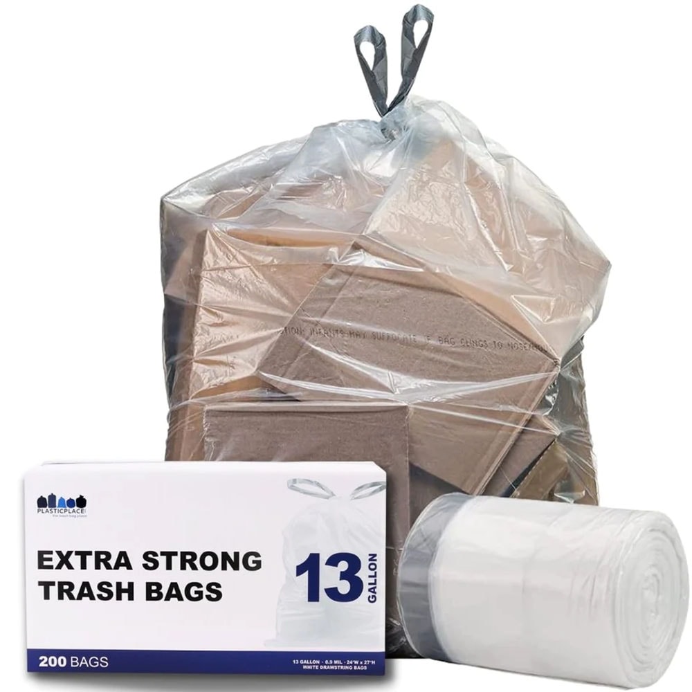 Plasticplace 13-Gallons Clear Plastic Kitchen Twist Tie Trash Bag