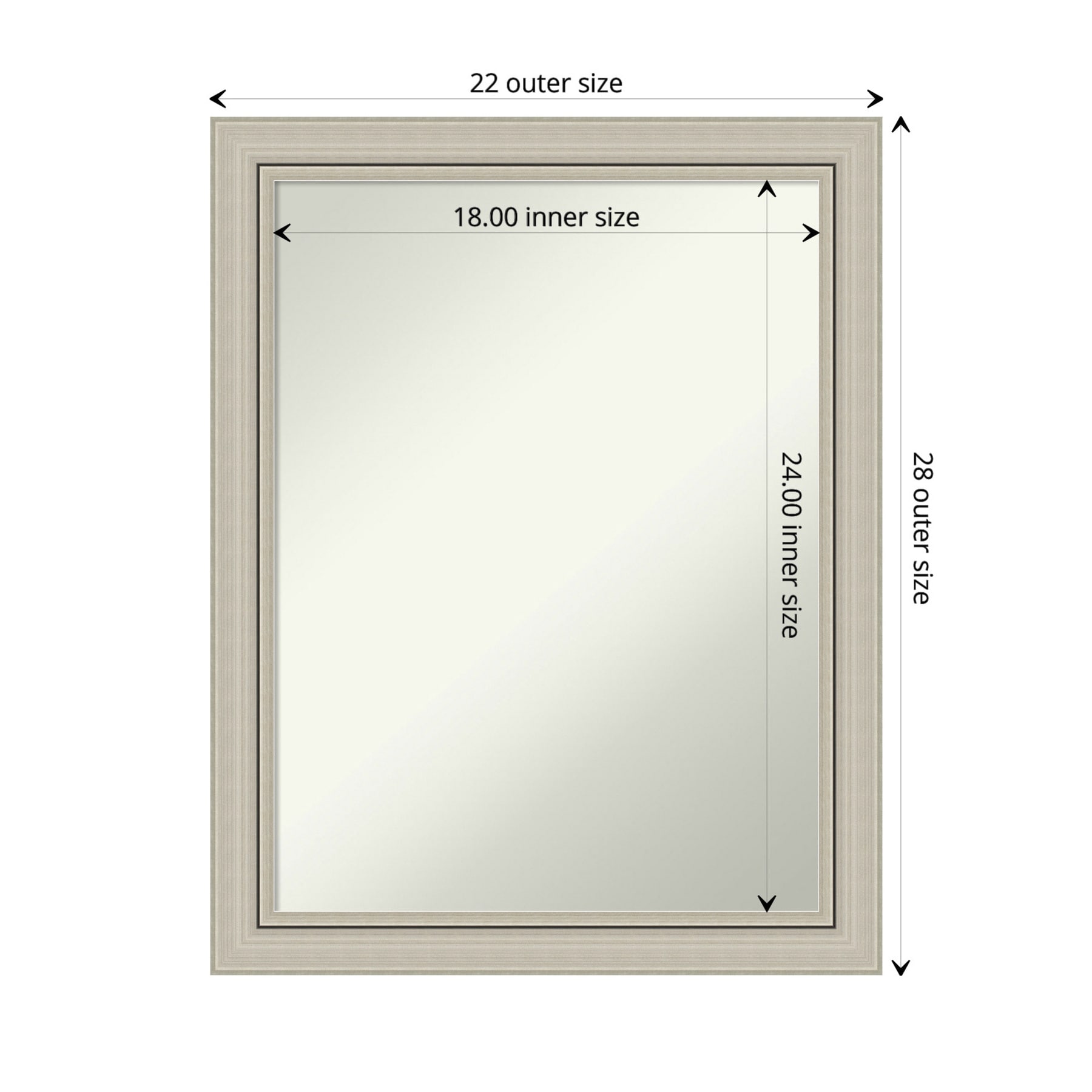 28" x 34" Silver Wood Rectangular Wall Mirror