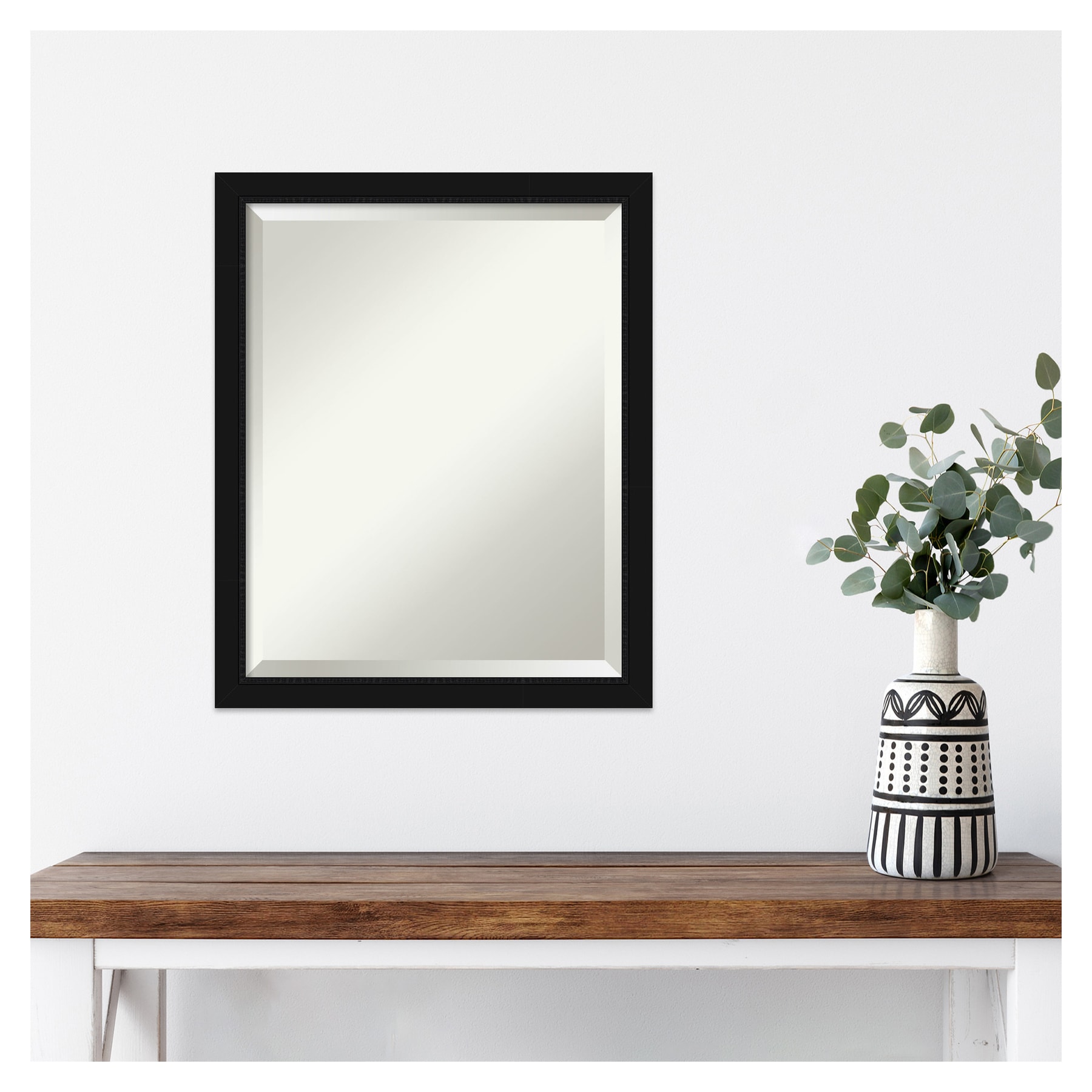 Avon Black Satin Framed Rectangular Wall Mirror 18 x 22