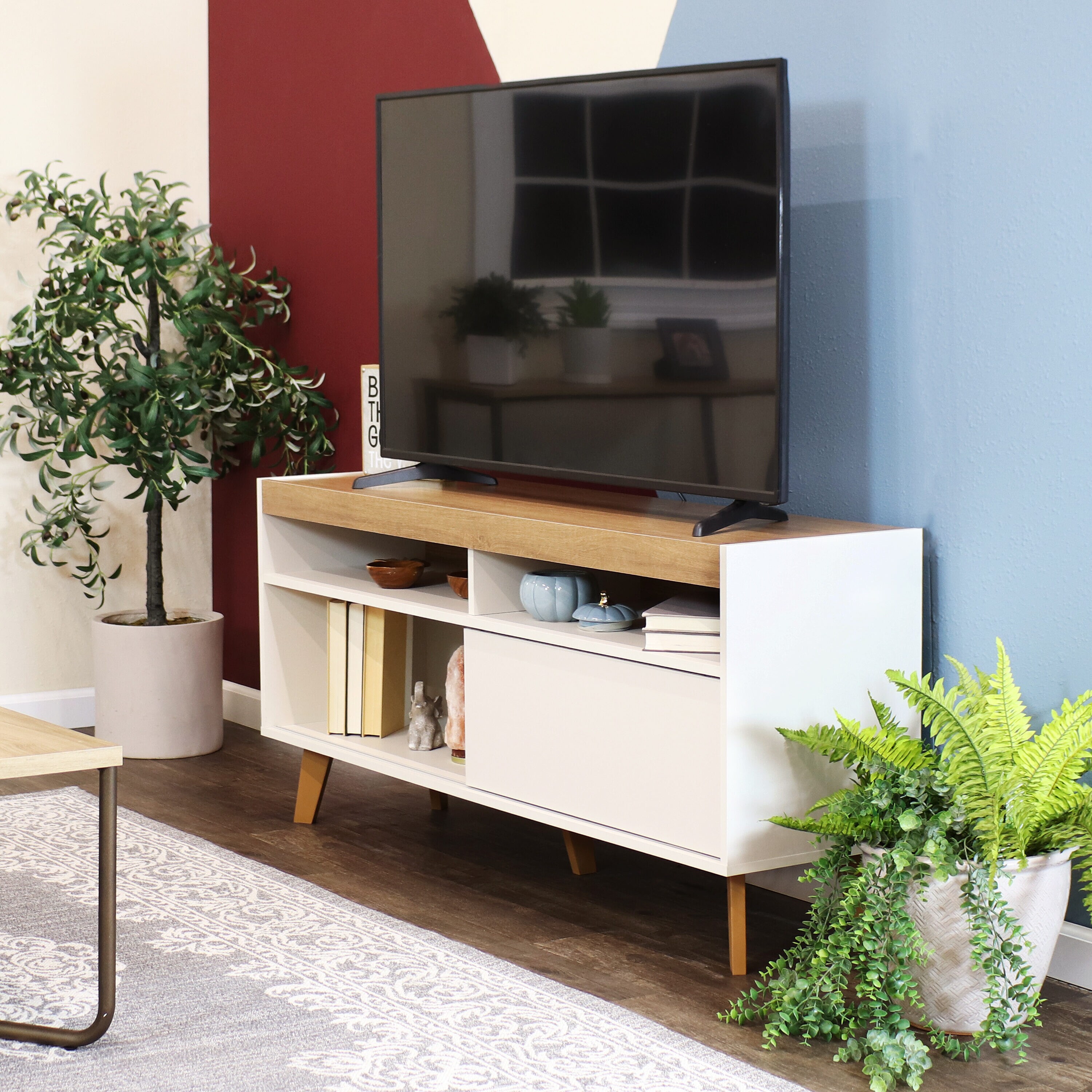 Sunnydaze Decor CMN-195 Modern/Contemporary Off-White TV cabinet ( Accommodates TVs up to 55-in )