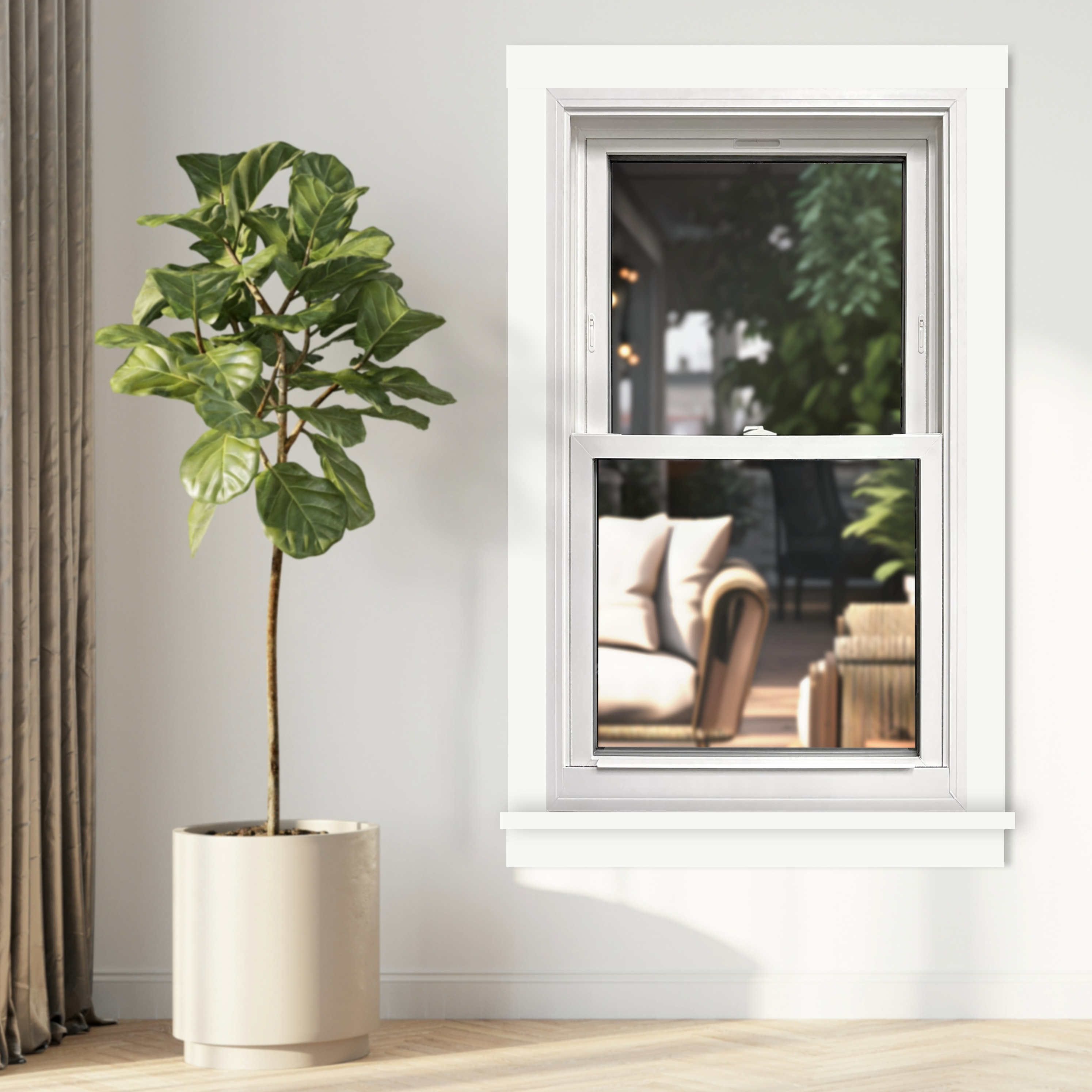 United Window & Door PRO Series New Construction 35-1/2-in x 53-1/2-in x 3-3/16-in Jamb Black Vinyl Low-e Argon Double Hung Window Full Screen Included