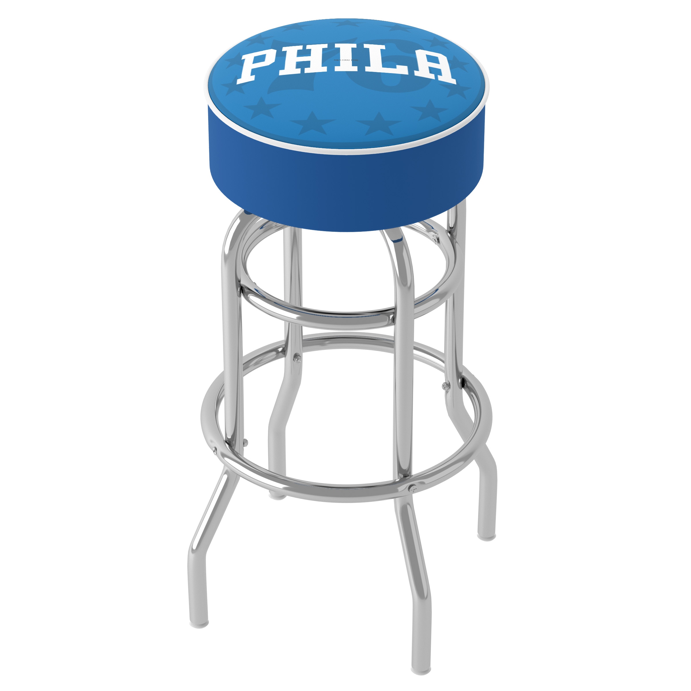 Trademark Gameroom NBA1000-PH2-TWN Philadelphia 76ers Philadelphia 76Ers 31-in H Bar height (28-in to 33-in) Round Seat Upholstered Swivel Metal Bar Stool