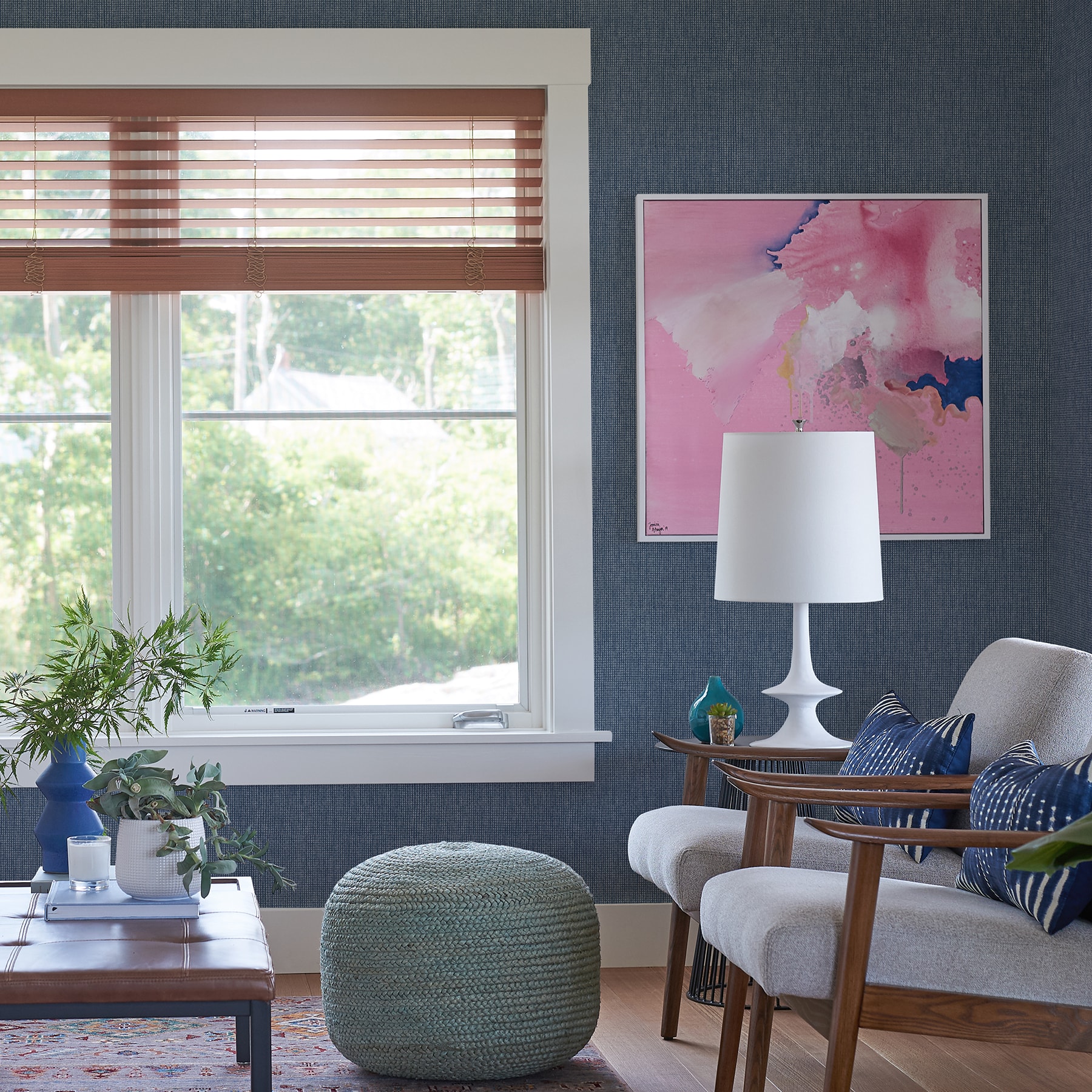 Dunstan Indigo Basketweave Non-Pasted Vinyl Wallpaper