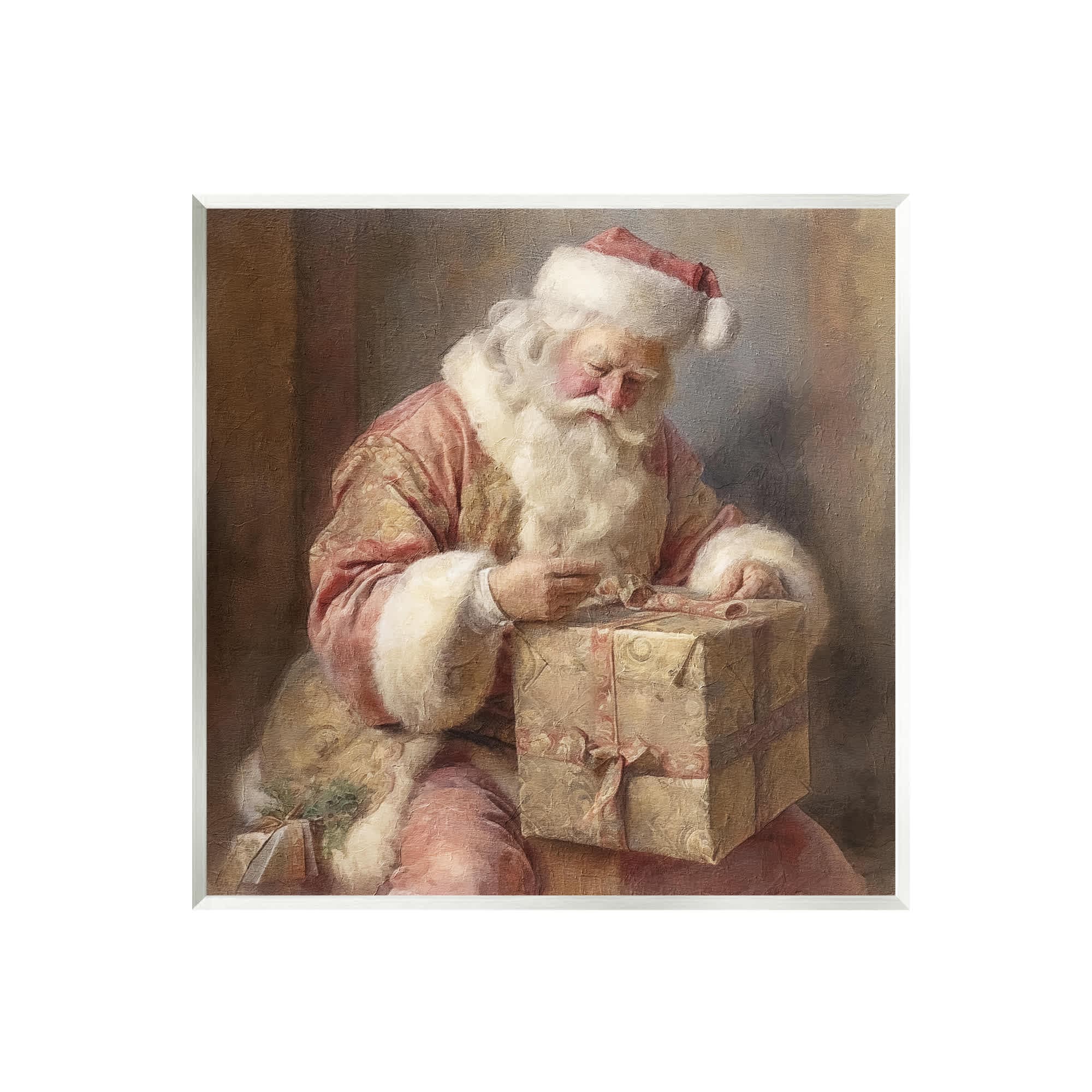 Stupell Industries Vintage Santa Wrapping Gift Wall Plaque Art 12 x 12