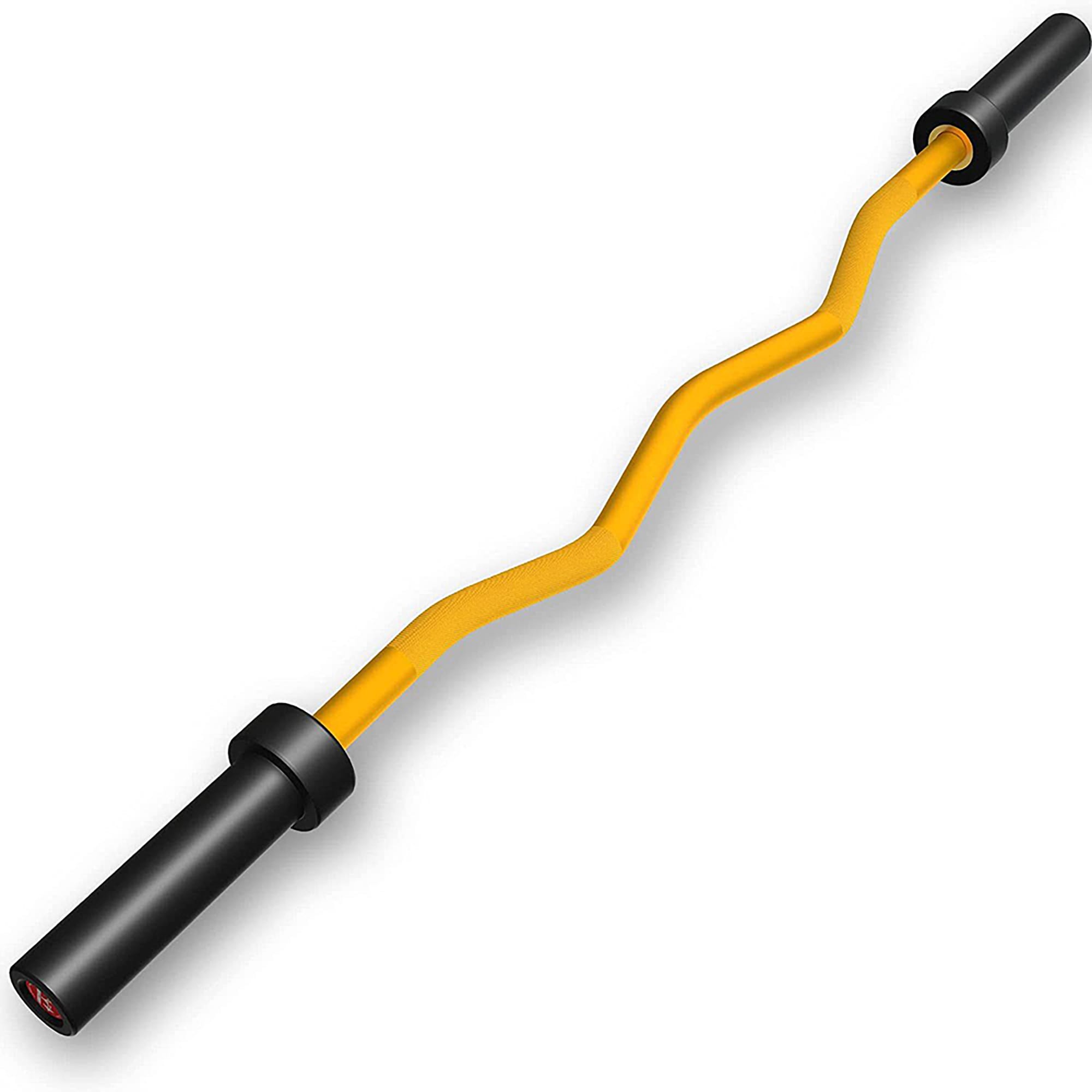 Wildaven POGO1811 Solid Steel Coil Rod Barbell Standard Weight Bar Thread Non-Slip 300 lb Capacity Weight Bar Yellow