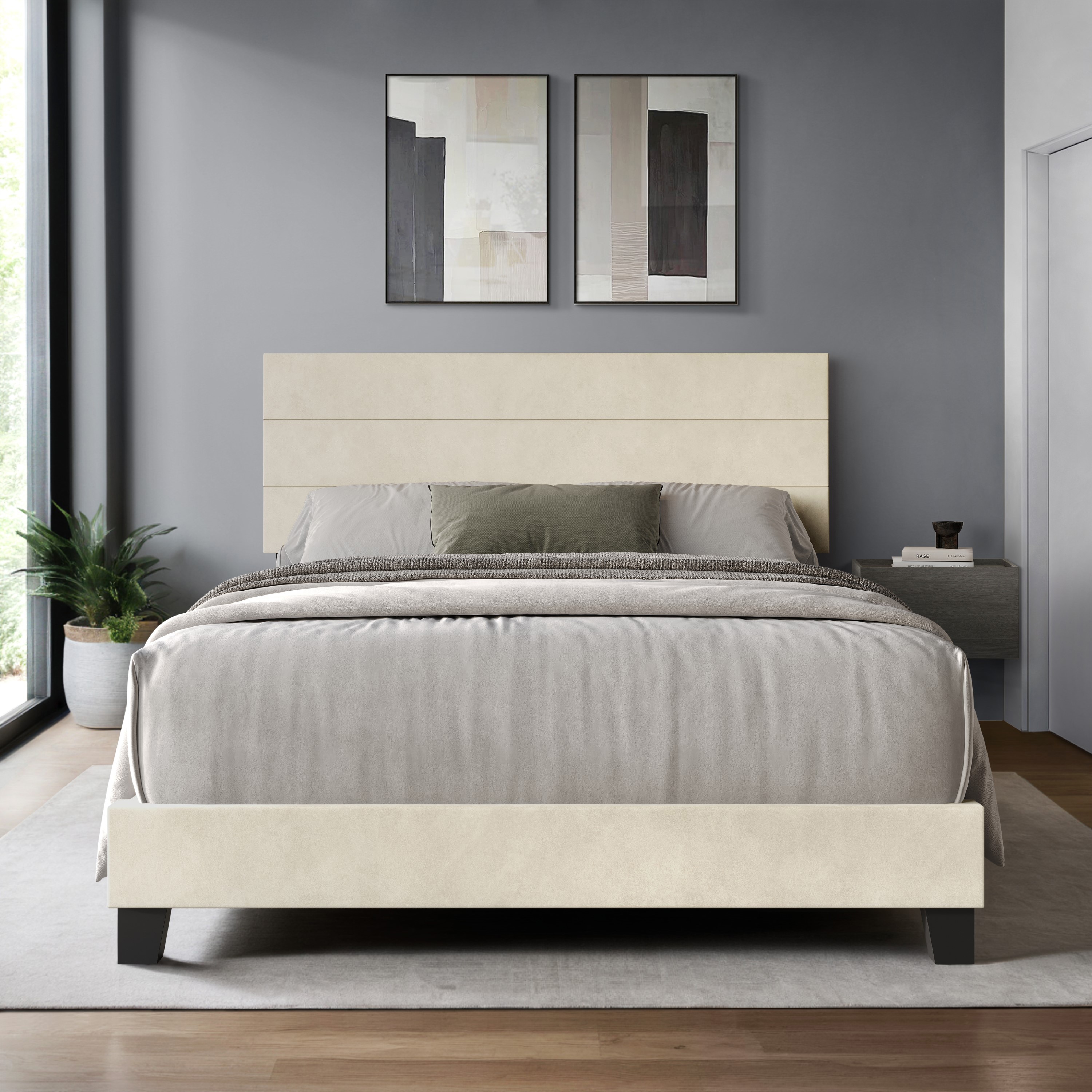 Home Design 80264-521 Corydon Beige Queen Wood Panel Bed