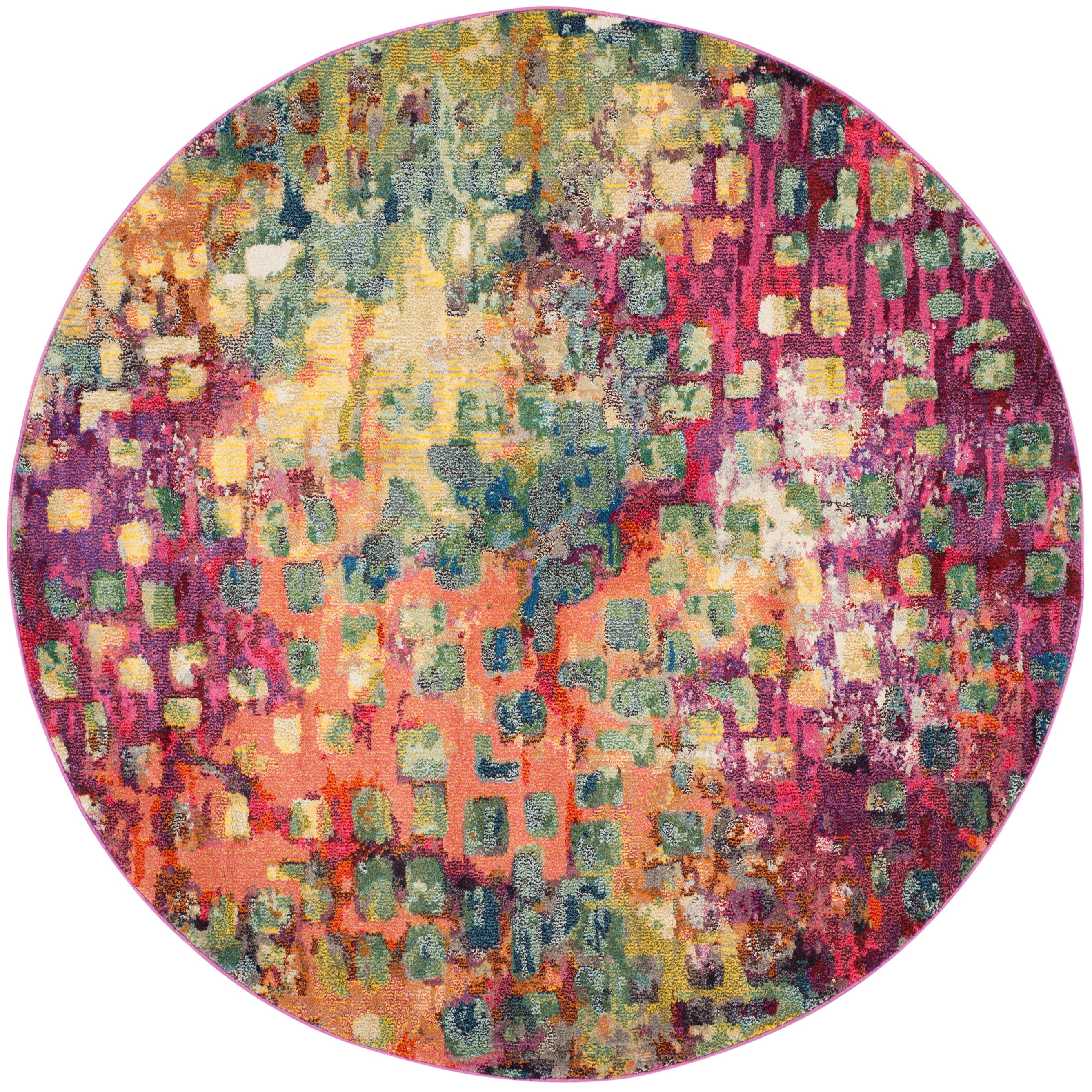 Safavieh MNC225D-9R Monaco Gogh 9 x 9 (ft) Loomed Polypropylene Multi Round Indoor Abstract Bohemian/Eclectic Area rug