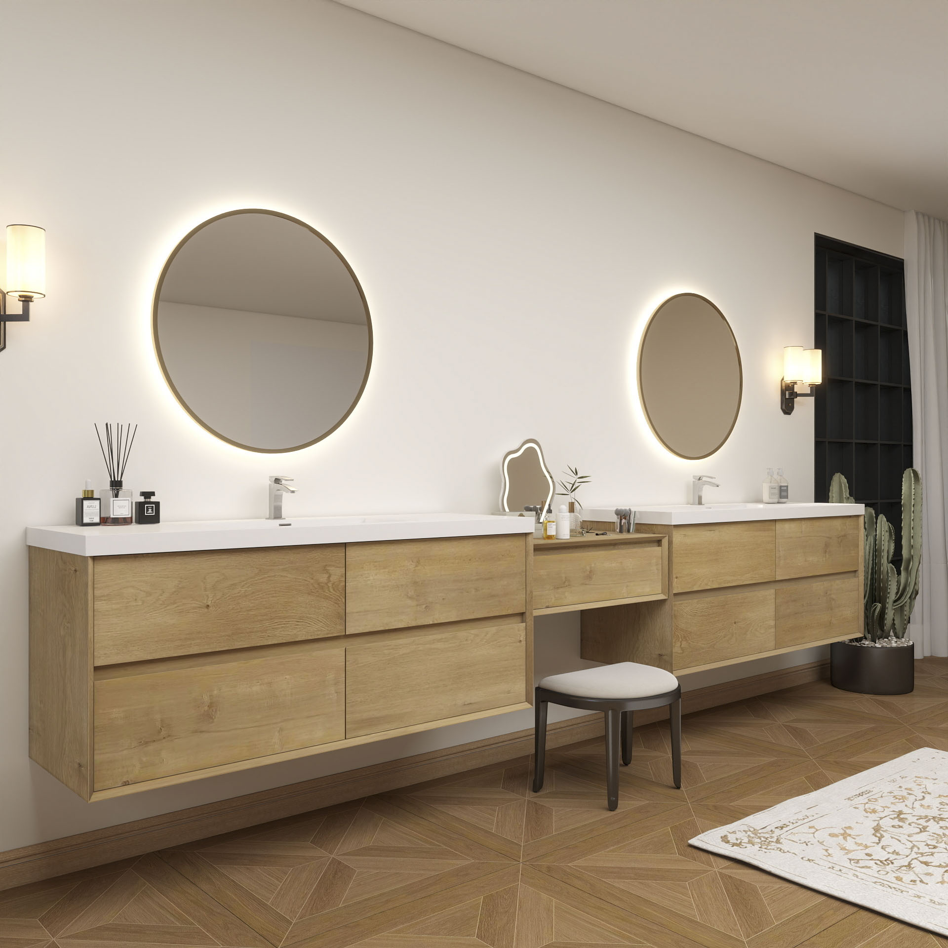 BV Better Vanity Kingdee 150-in Teak Oak Single Sink Floating Bathroom ...