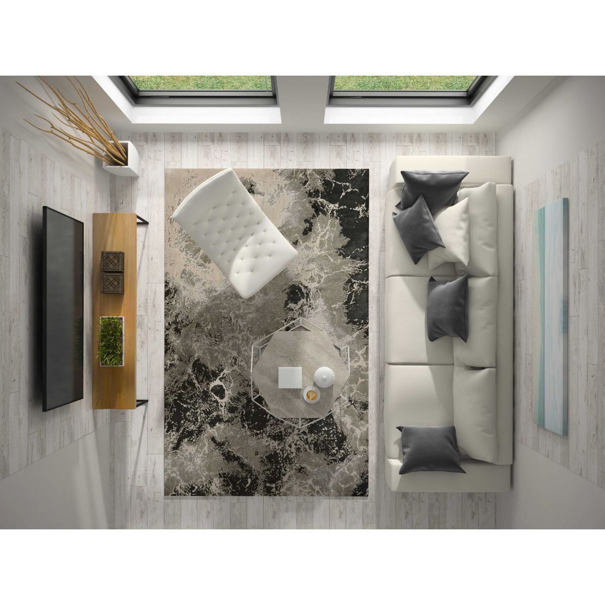 HomeRoots 353741 Bernadette 3 X 4 (ft) Rag Silver Indoor Abstract Area Rug