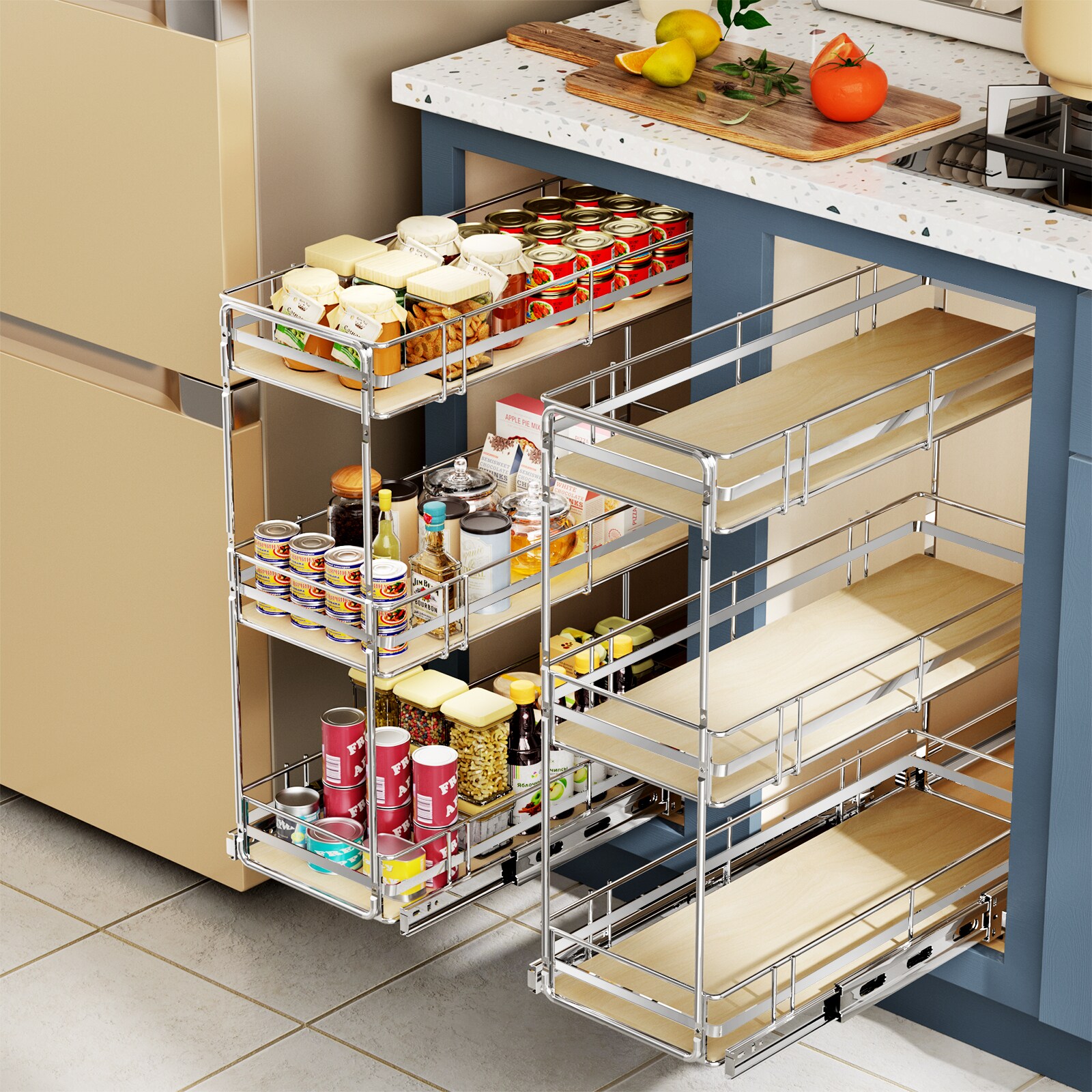 LOVMOR 3TIER-SPICE-WOOD-6 Pull-Out-Cabinet-Baskets - View #7