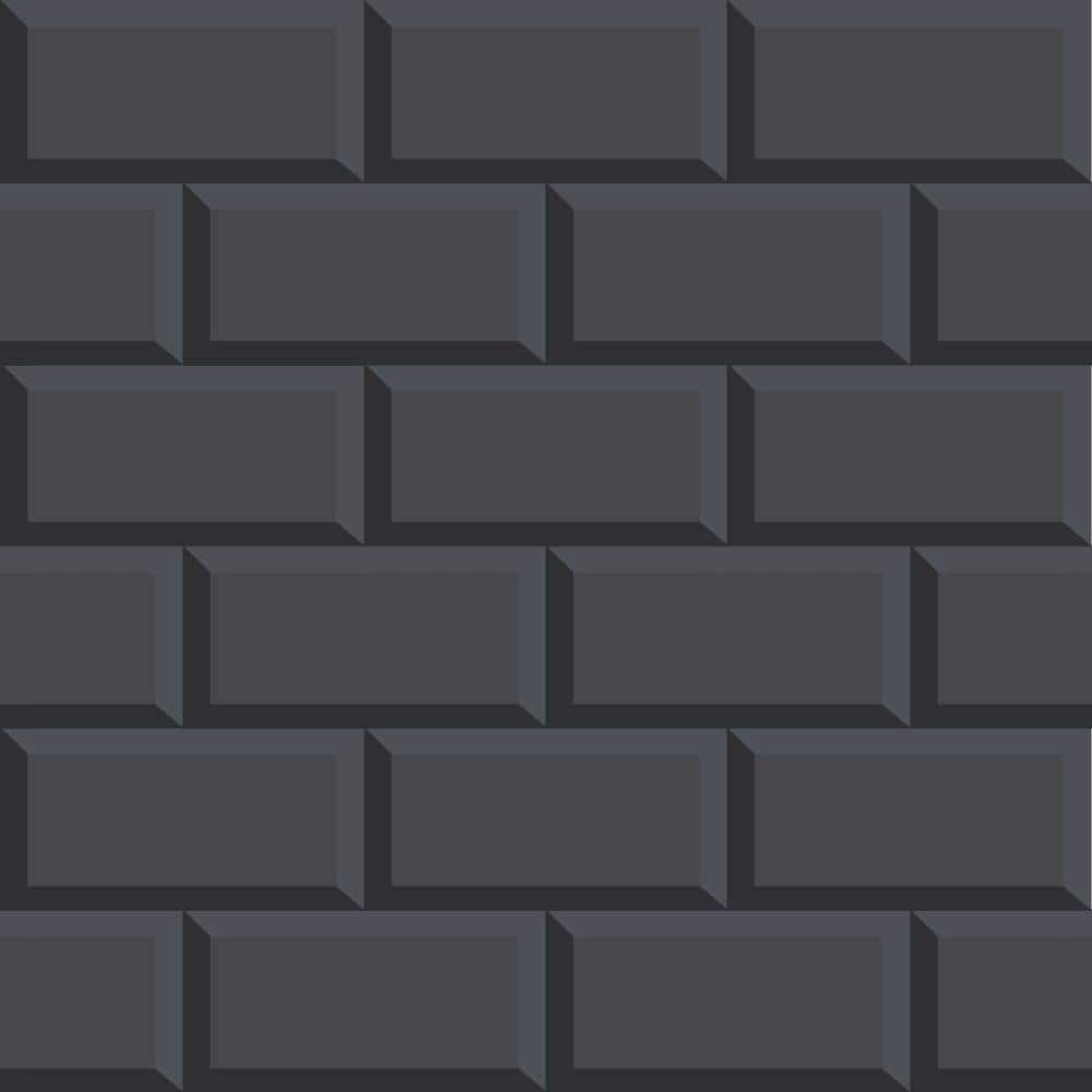Graham & Brown 103126 Strata 56.0-Sq. Feet Black Vinyl Textured Tile Unpasted Wallpaper