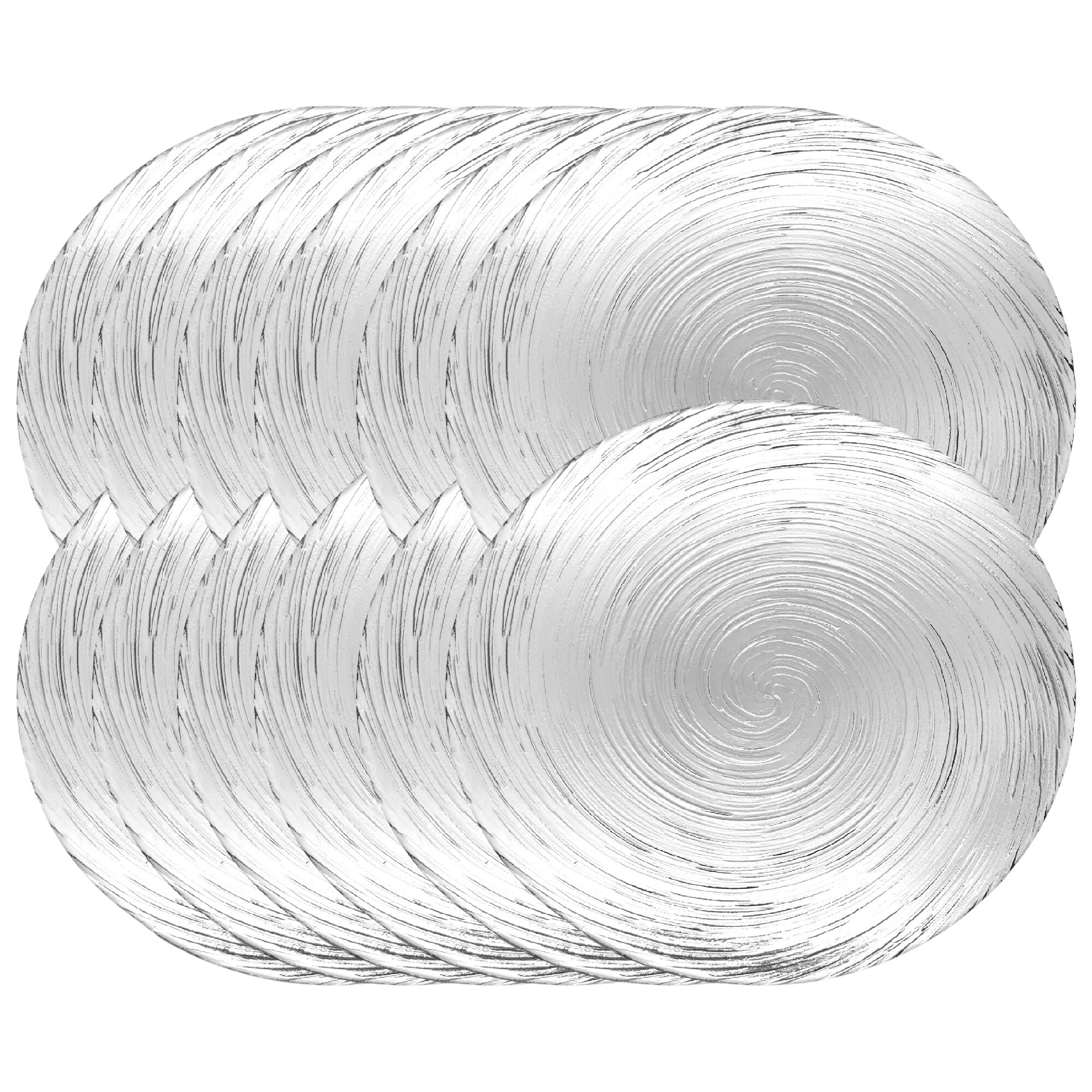 Slickblue 12-Piece Clear Glass Round Dinner Plate Set Vortex Pattern Tableware for Everyday Meals Family Dinners and Celebrations