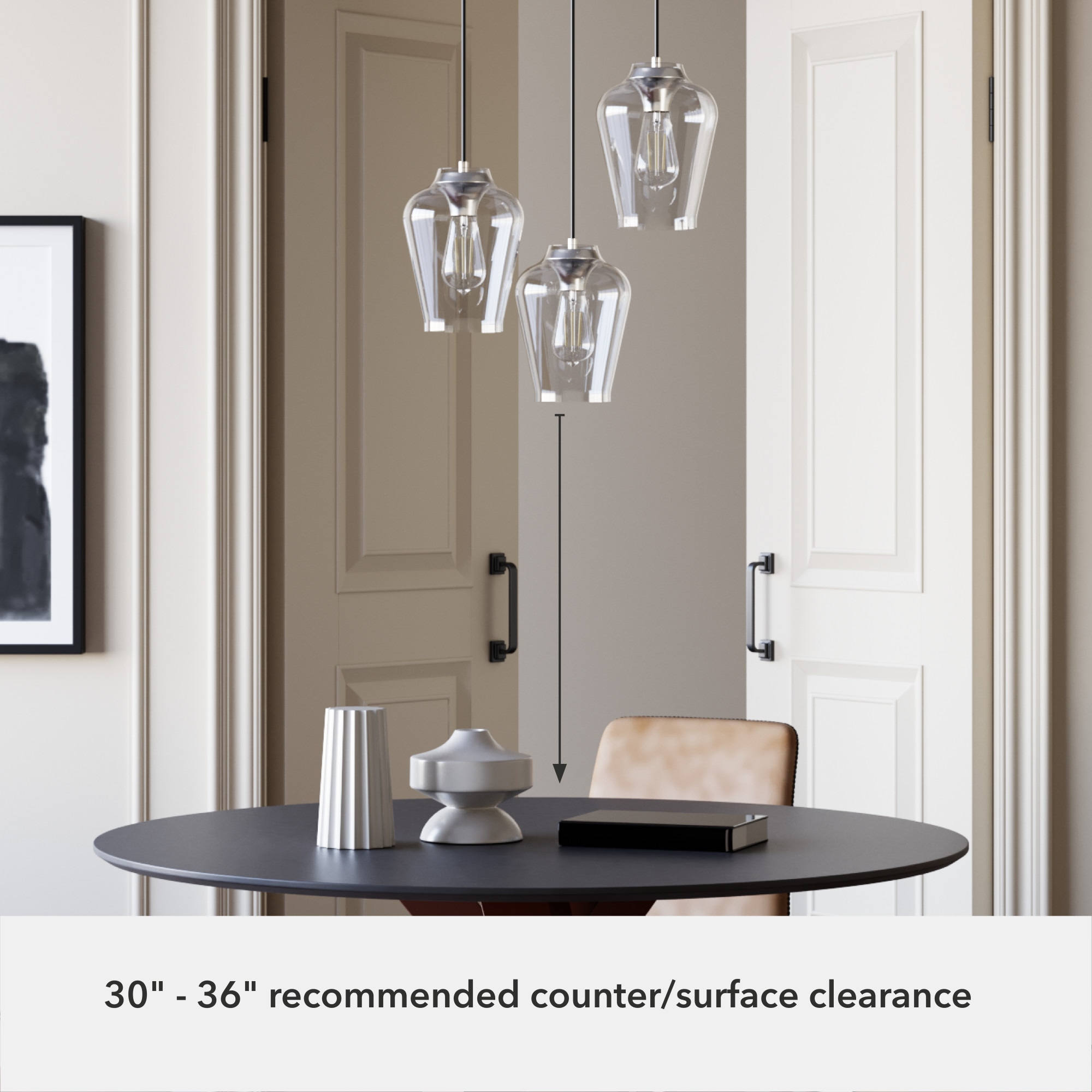 Hunter Vidria Brushed Nickel 3-Light Cluster Pendant Fixture