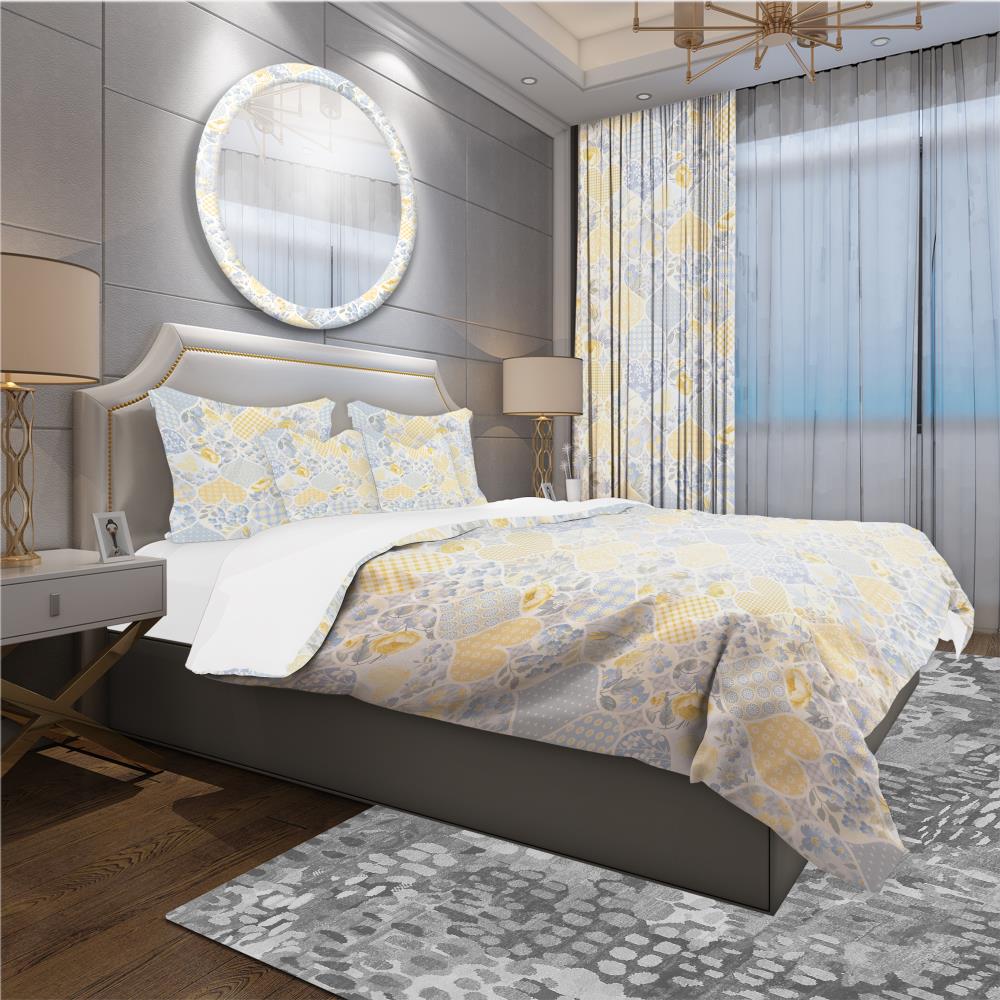 Designart BED18603-Q 3-Piece Yellow Queen Duvet Cover Set