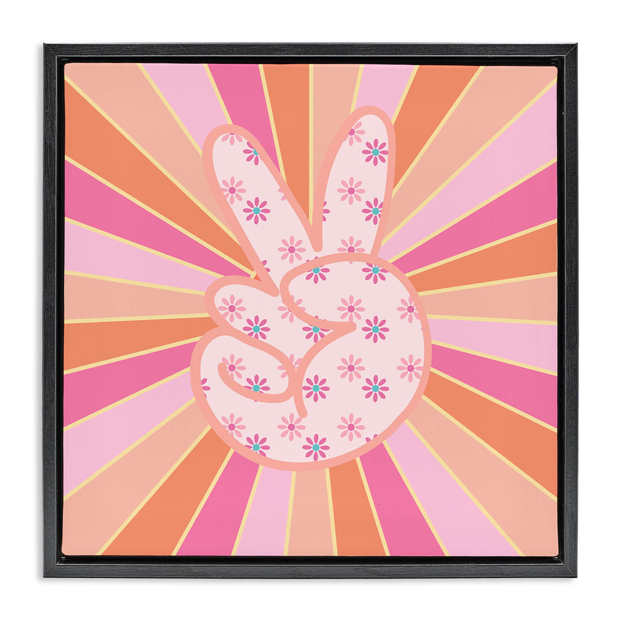 Stupell Industries BS-423-FFB-24X24 Beaming Peace Sign Hand Floating Frame design by Jesse Keith