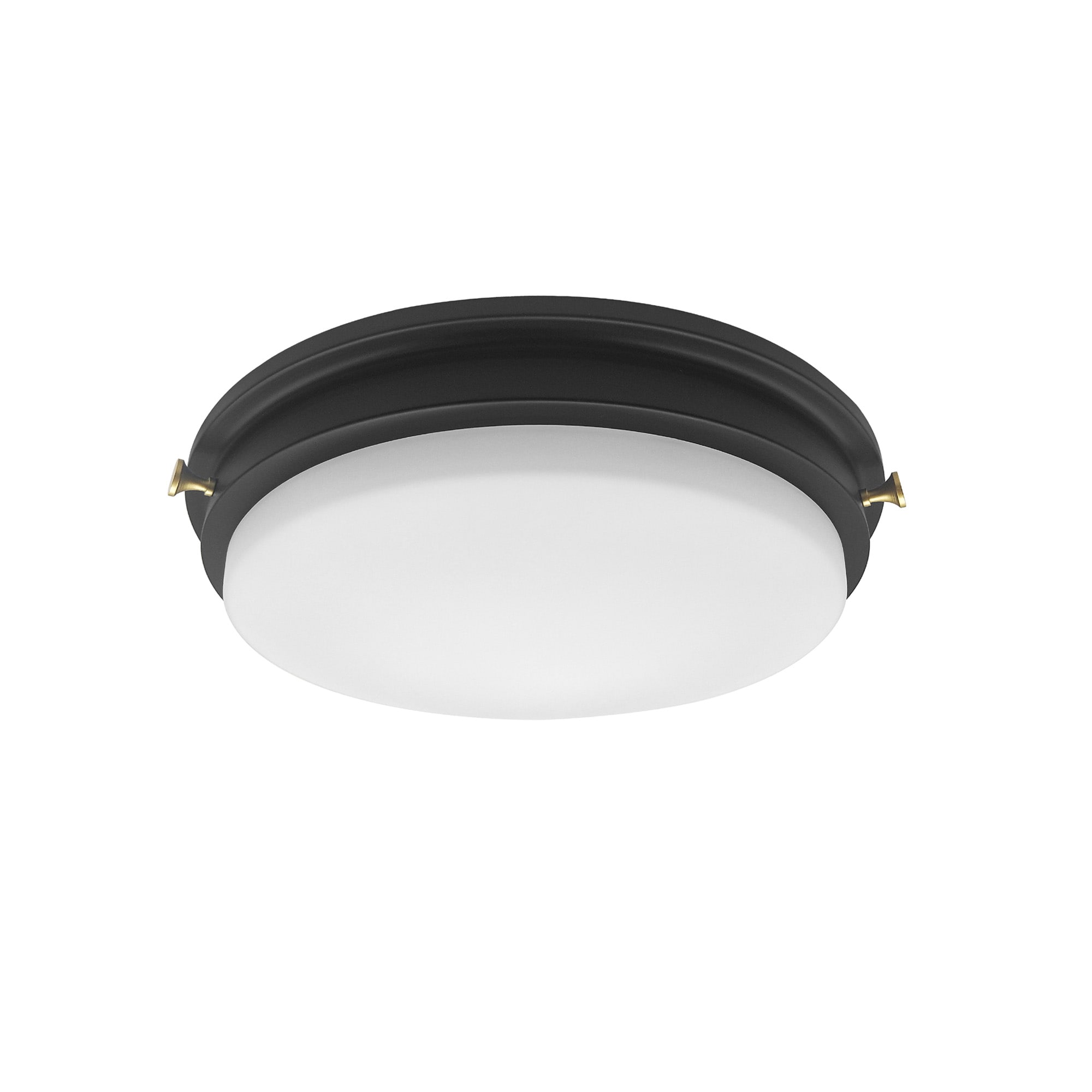 14'' Matte Black LED Flush Mount Ceiling Light with Frosted Glass Shade
