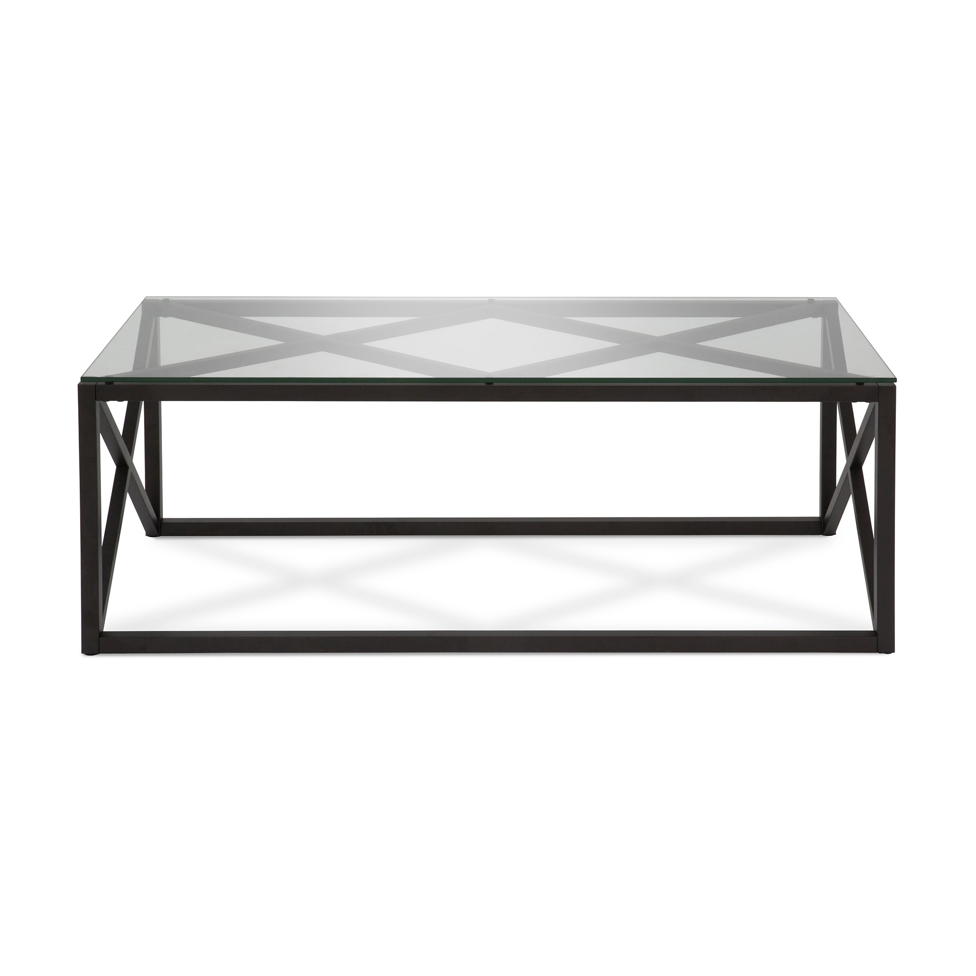 Evelyn Mid-Century Blackened Bronze 46" Glass Coffee Table