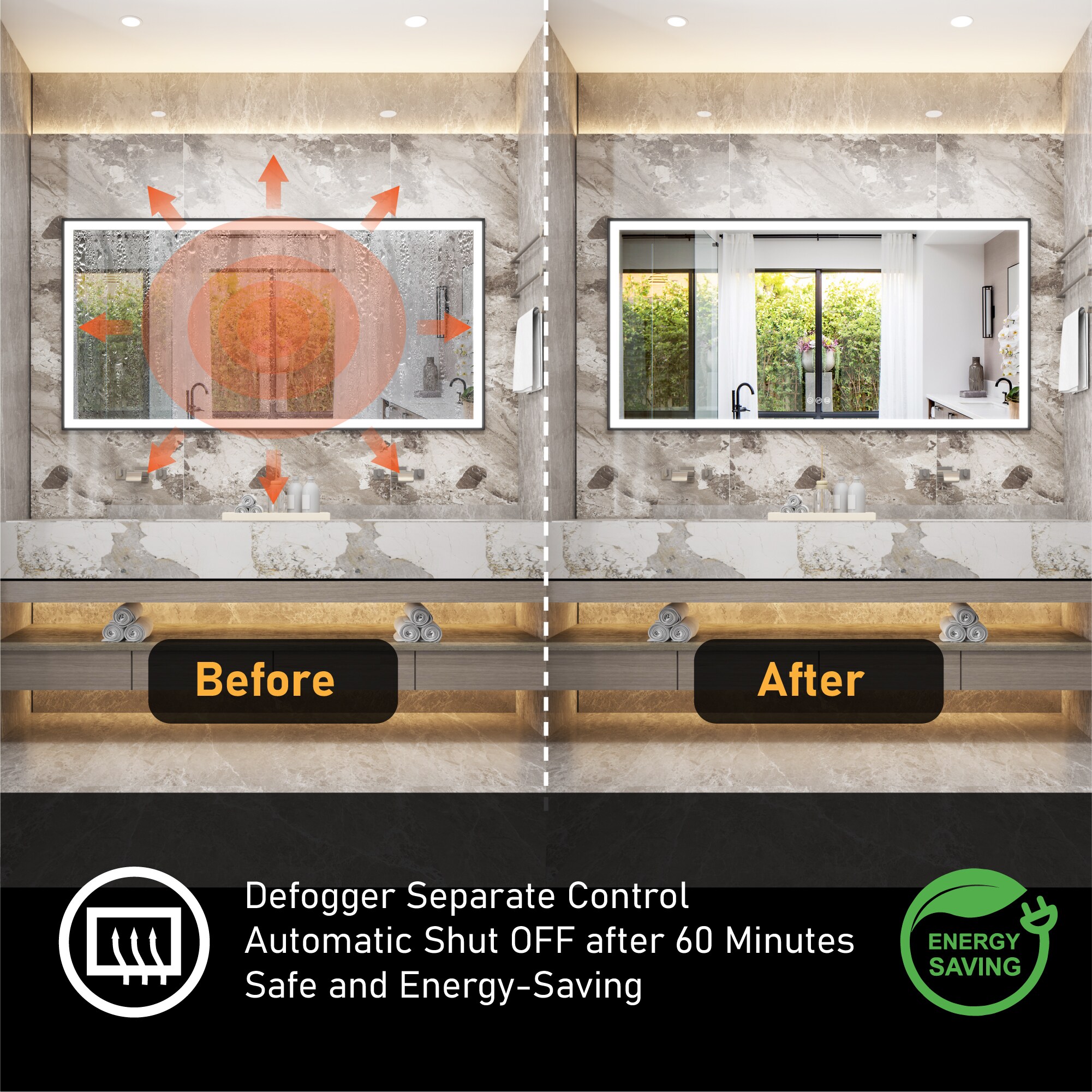 WELLFOR EX4 Modern LED Medicine Cabinets Lighted LED Fog Free Surface ...