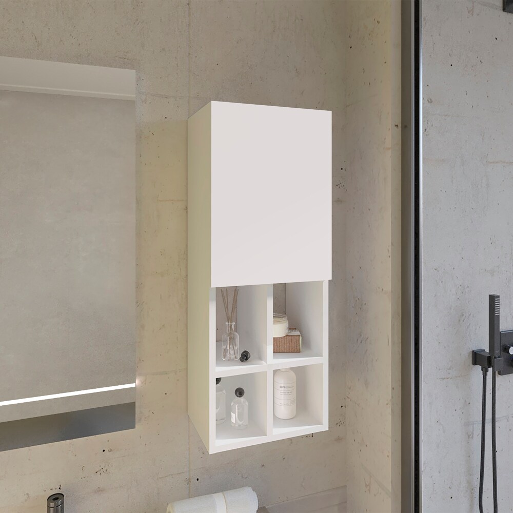 FAVSH  9.3-in x 12.2-in x 31.5-in White Bathroom Wall Cabinet with Open Shelves