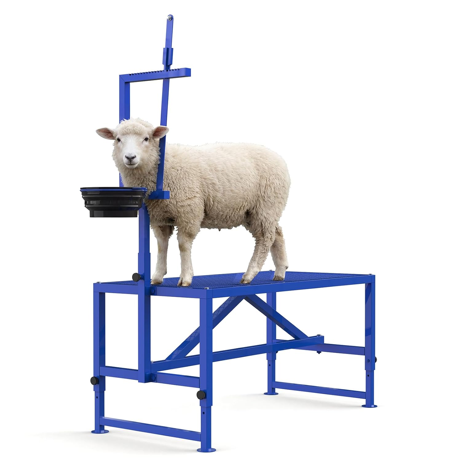 Garvee Blue 35x23 in Goat Grooming Stand 400 lbs Capacity Steel Milking Stanchion with Adjustable Headpiece for Pygmy and Large Boer Goats Sheep