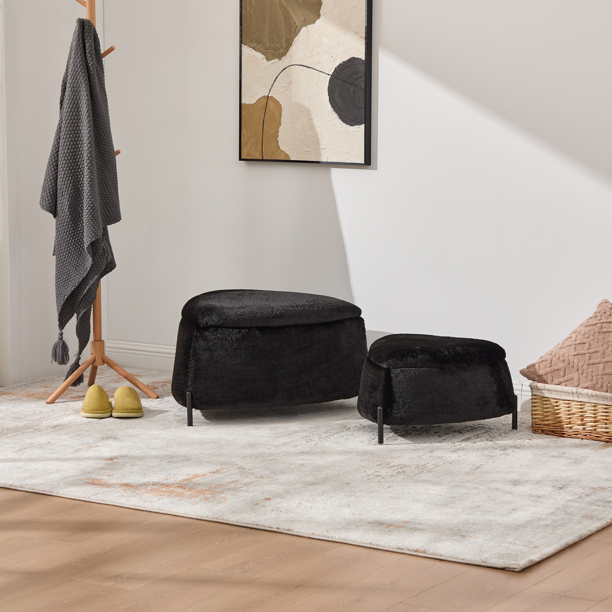 Aortzio HM-T4045-BLACK Indoor-Ottomans - View #4