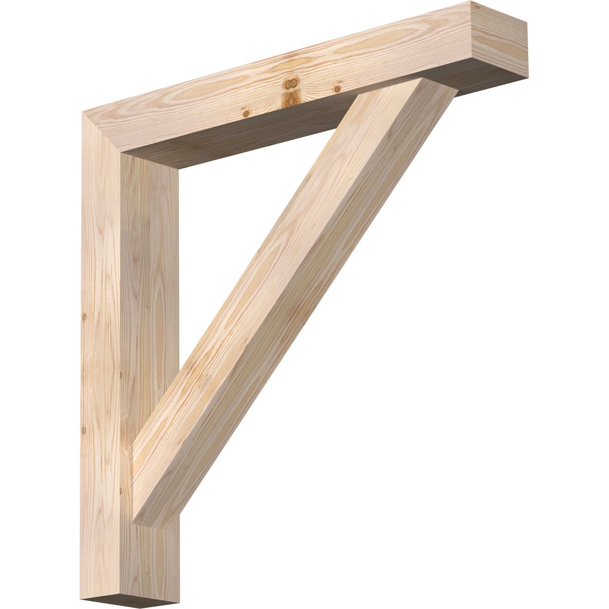 Ekena Millwork 1465058 Traditional Block Smooth Bracket with Offset Brace Douglas Fir Wood Standard Bracket