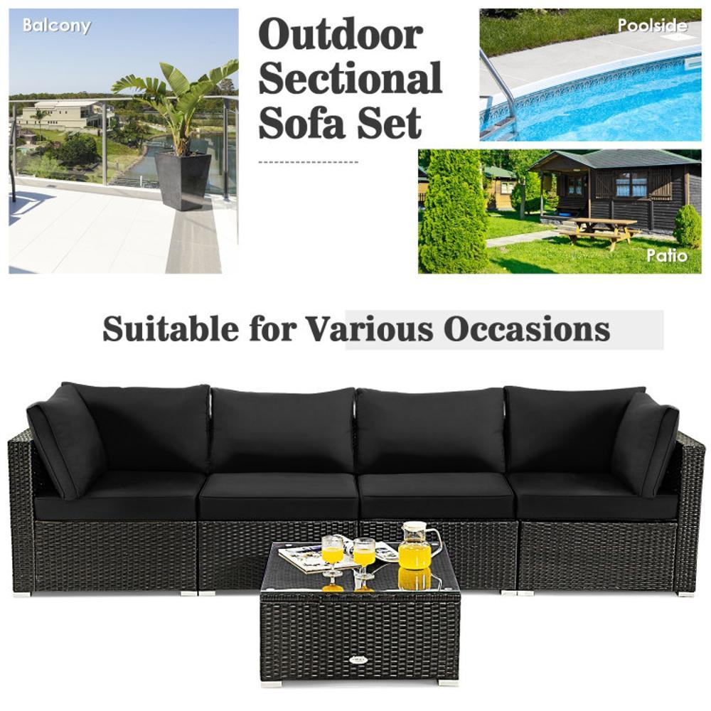 BABOOM Patio Furniture-Set 5-Piece Rattan Patio Conversation Set with ...