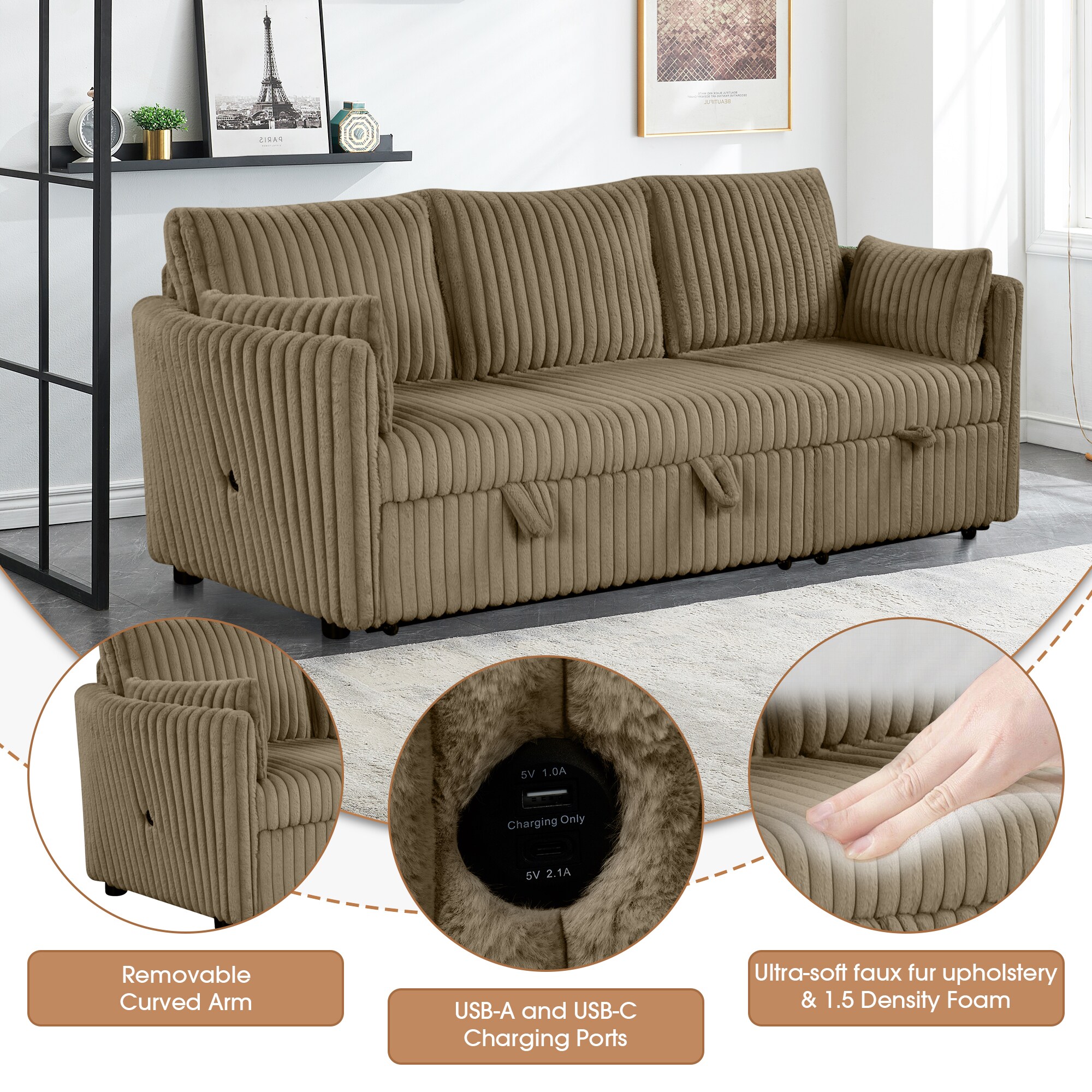 IHOMEadore MDSL64002BR-3SEAT Sofas-Loveseats - View #4
