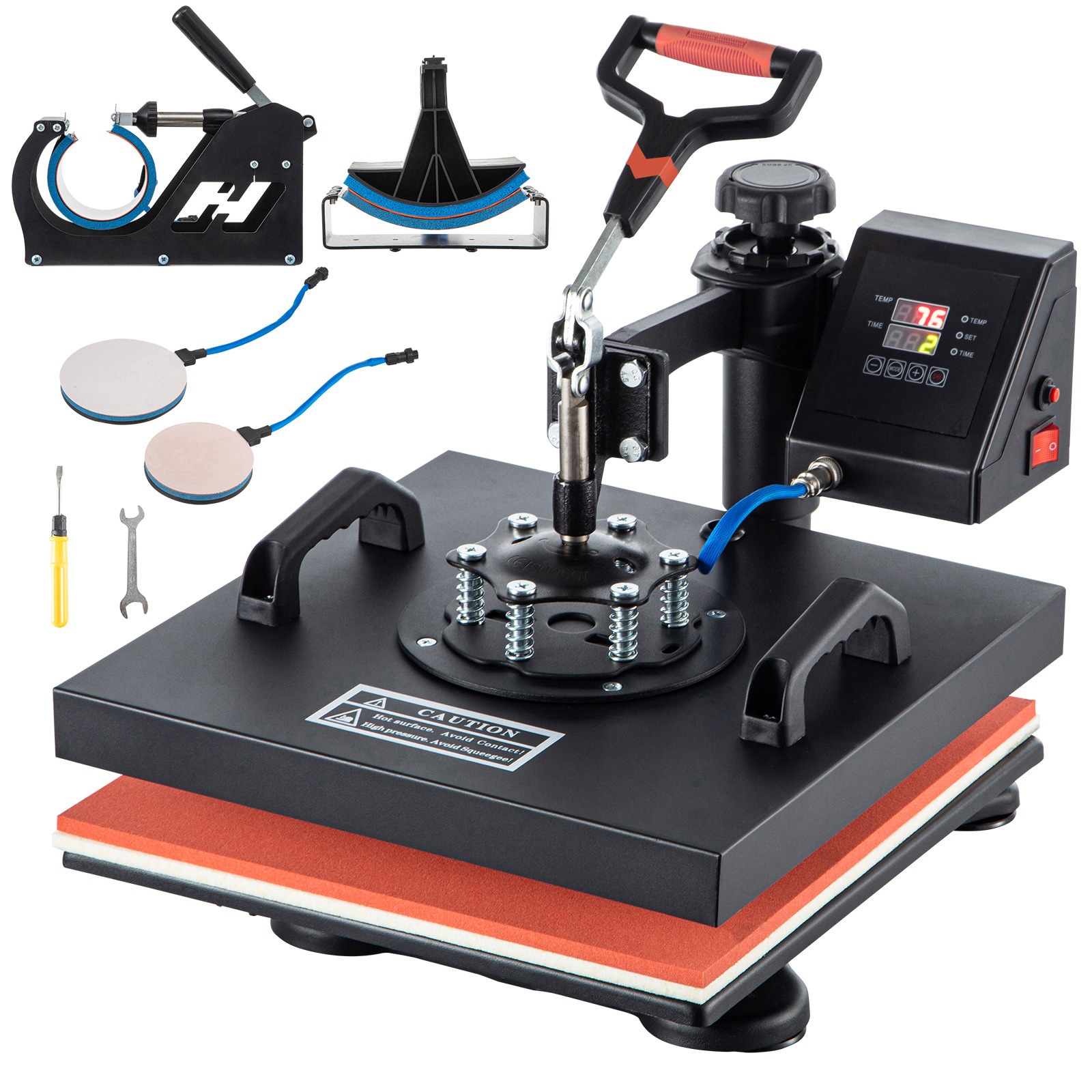 VEVOR SCDGNTHJWH3802505V1 Heat Press 5 in 1 15 x 15 Inch Heat Press Machine Dual LED Display Heat Press Machine Multifunctional Sublimation for T-Shirts Swing Away Design