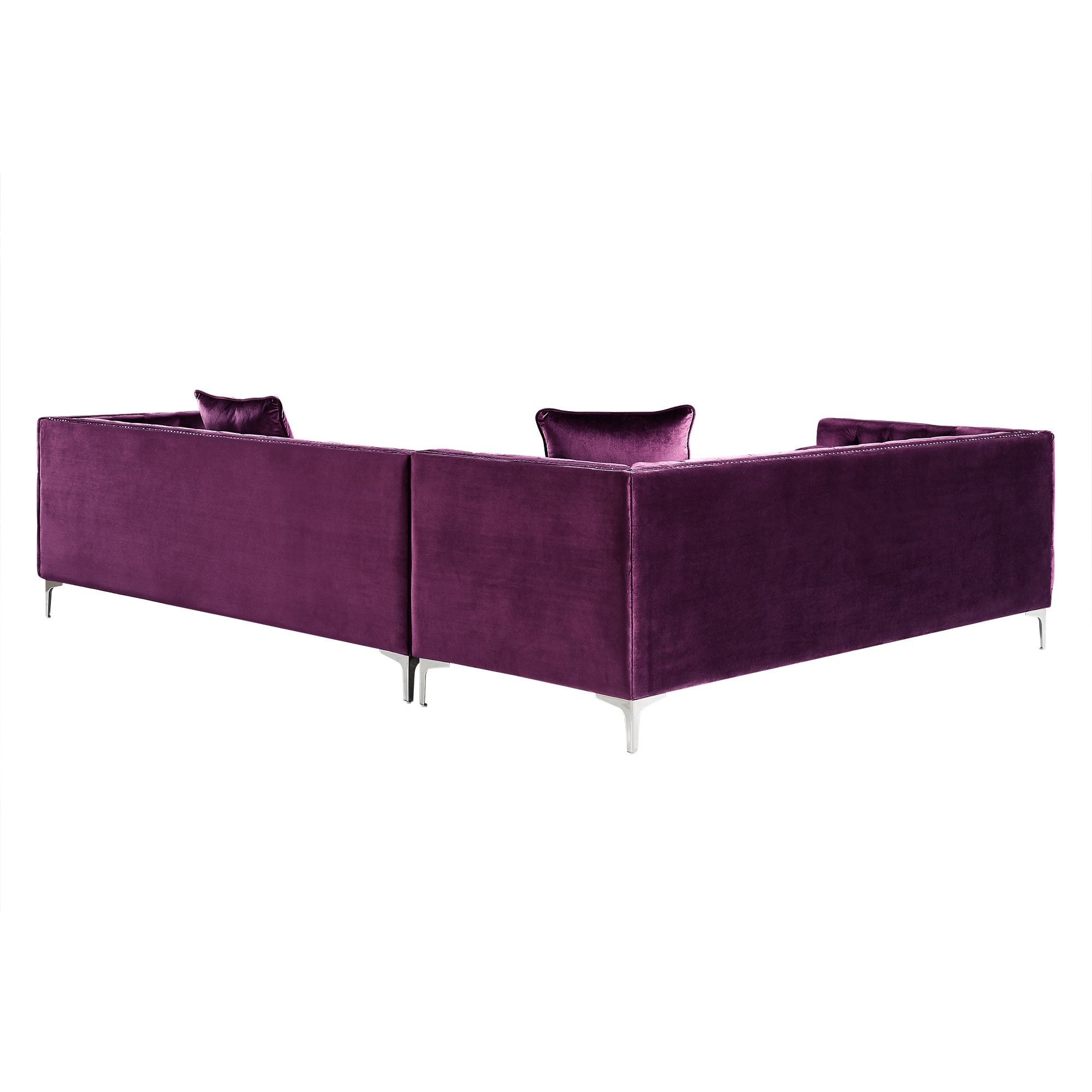 Inspired Home Olivia 120.5-in Glam Purple Velvet 4-seater Sectional in ...