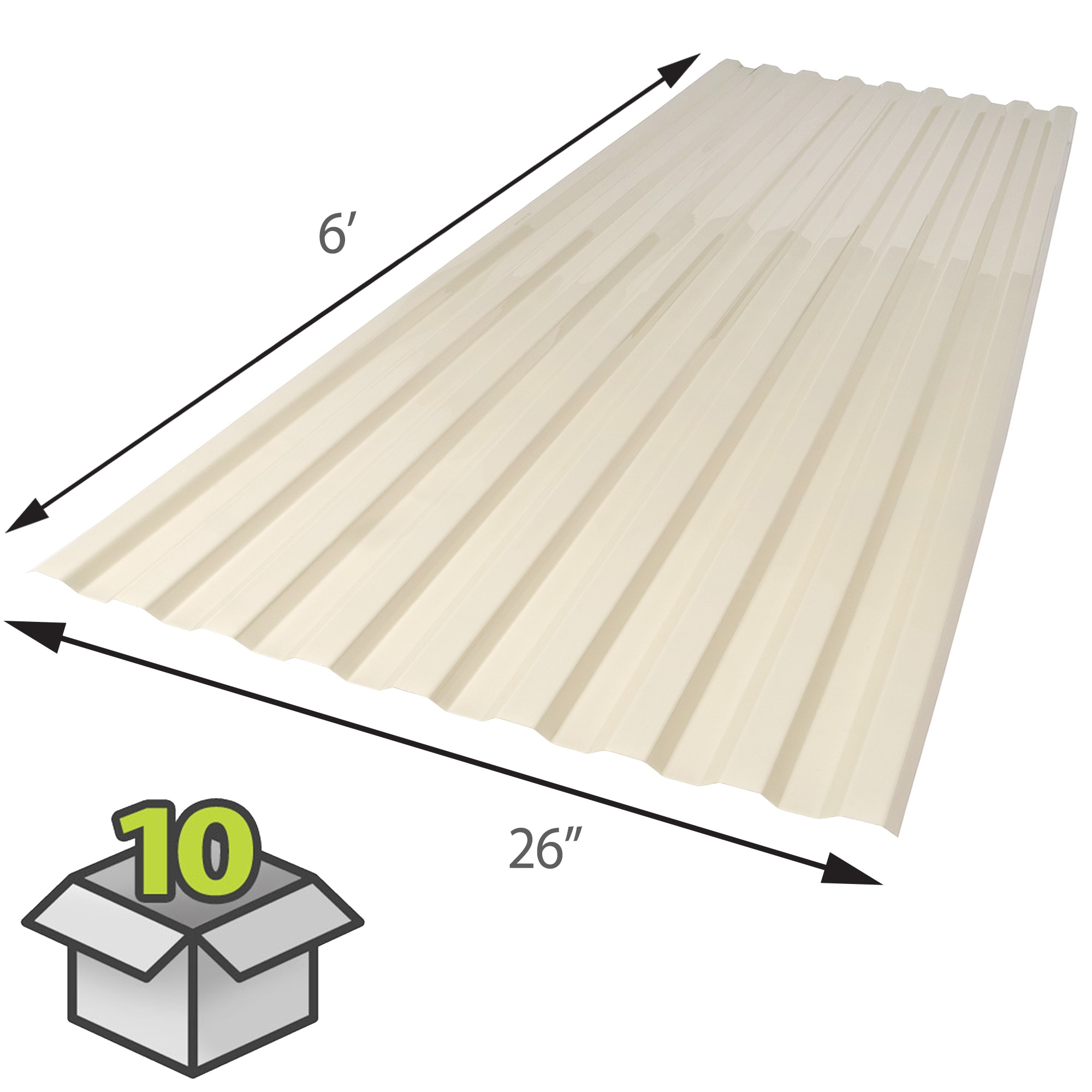 SUNTUF 2-ft X 6-ft Corrugated Smooth Cream Polycarbonate Plastic Roof ...