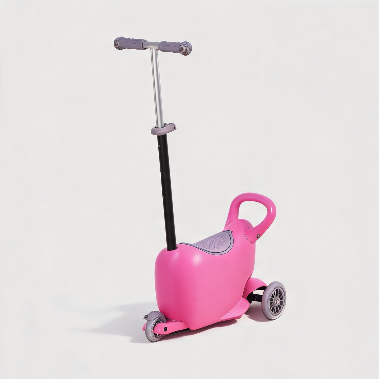 sunjurt Adjustable Handlebar and Warm Pink 3-in-1 Ride-On Scooter Kids Scooters with Metal Frame