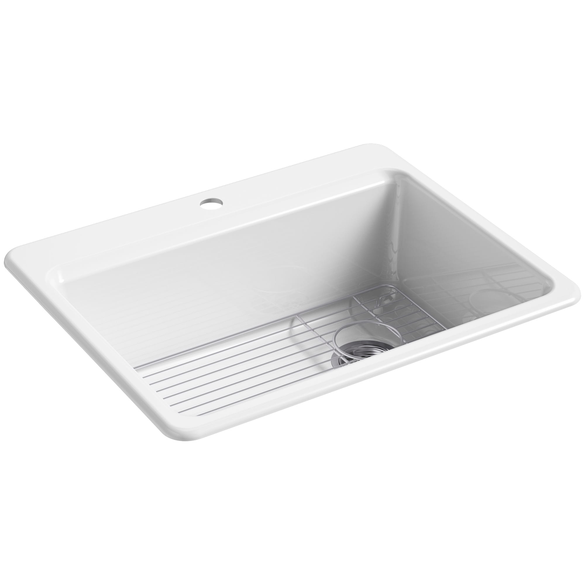 KOHLER 8668-1A1-0 Riverby Drop-in 27.0-Inches x 22.0-Inches Cast iron Single bowl 1-Hole Workstation Kitchen Sink