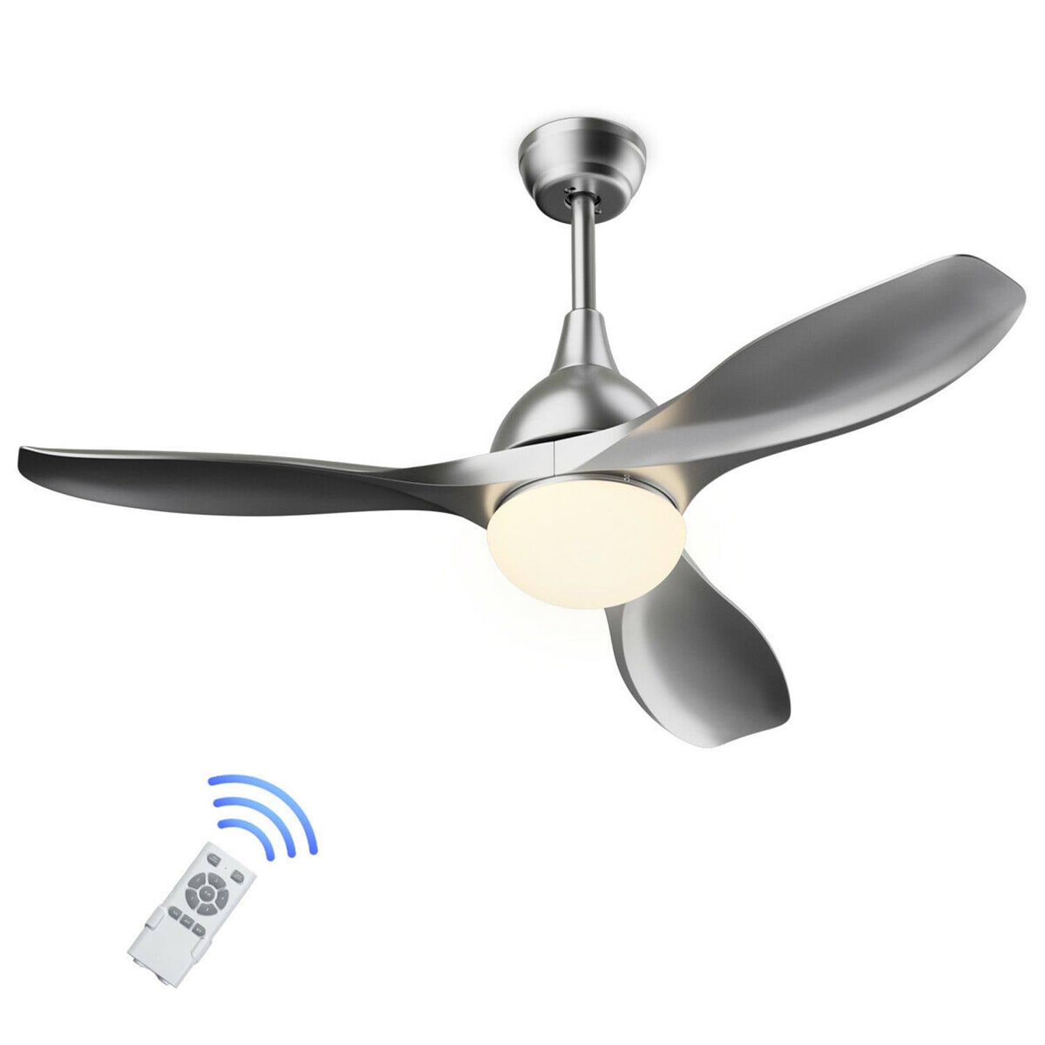 WELLFOR CHY-CF568US-SL 48-in Silver with Paint Blades Chandelier Ceiling Fan With Light - Remote Included ( 3 -Blade )