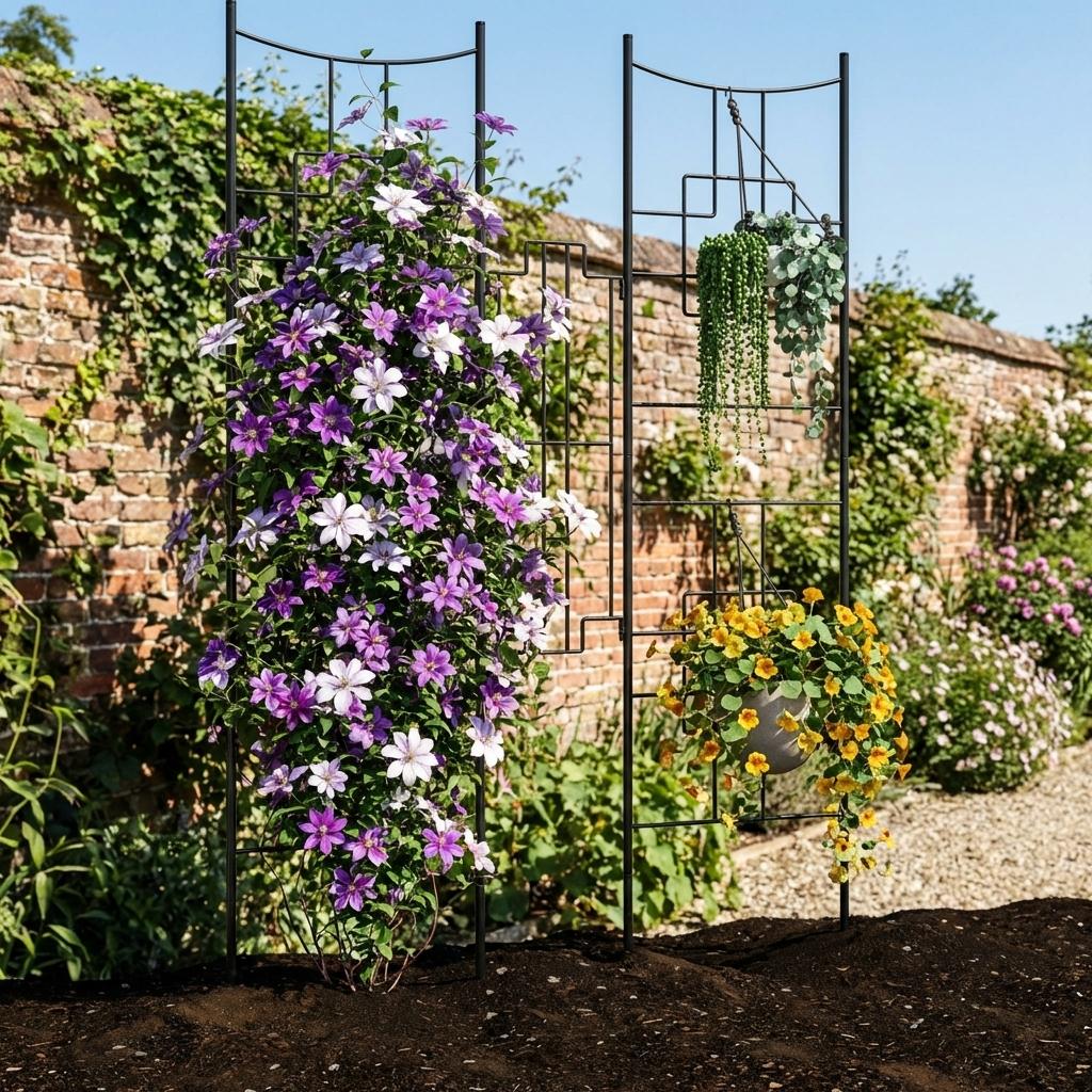 Encore Beets 66 X 51 Inch Black Metal Garden Trellis Rustproof Large Arch For Climbing Plants